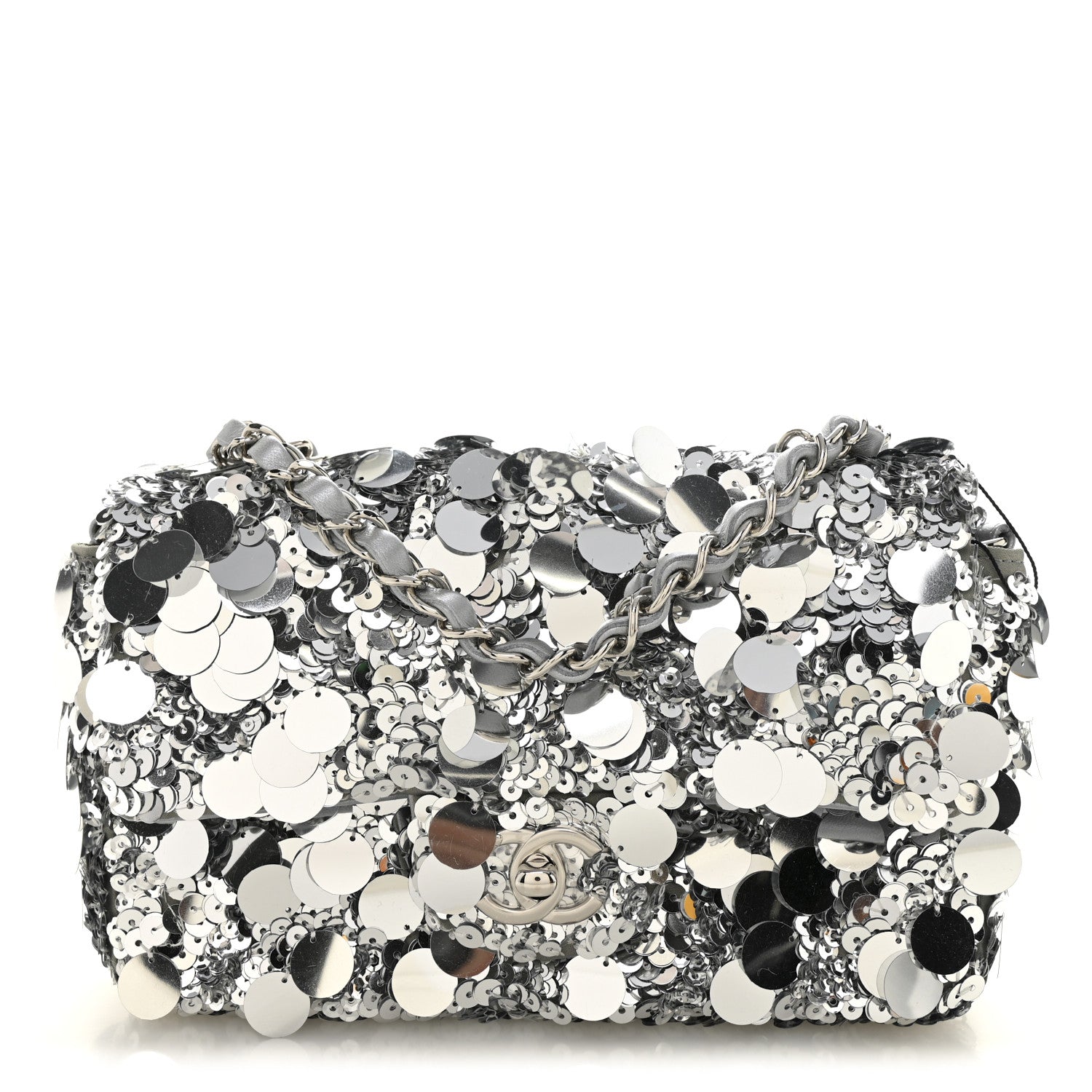 Sequin Mini Rectangular Flap Silver