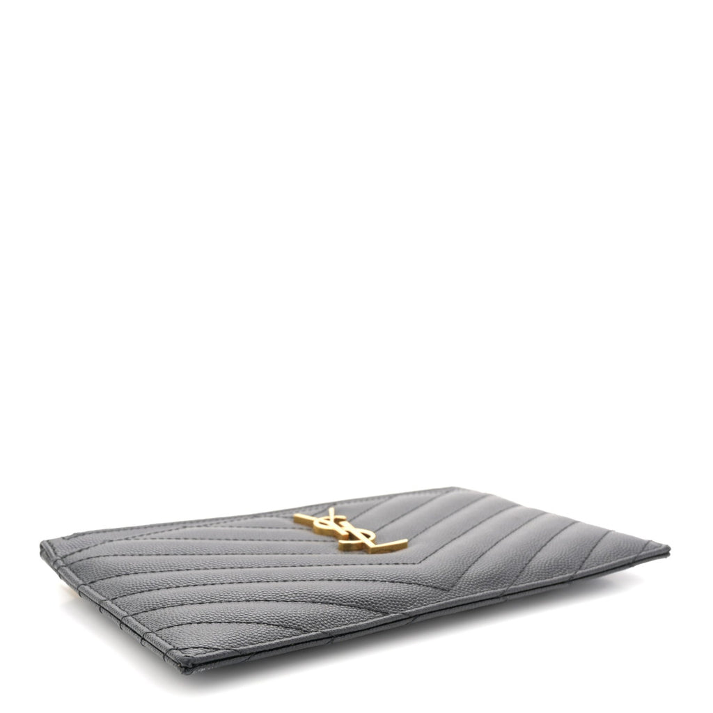 Grain De Poudre Chevron Monogram Bill Pouch Black