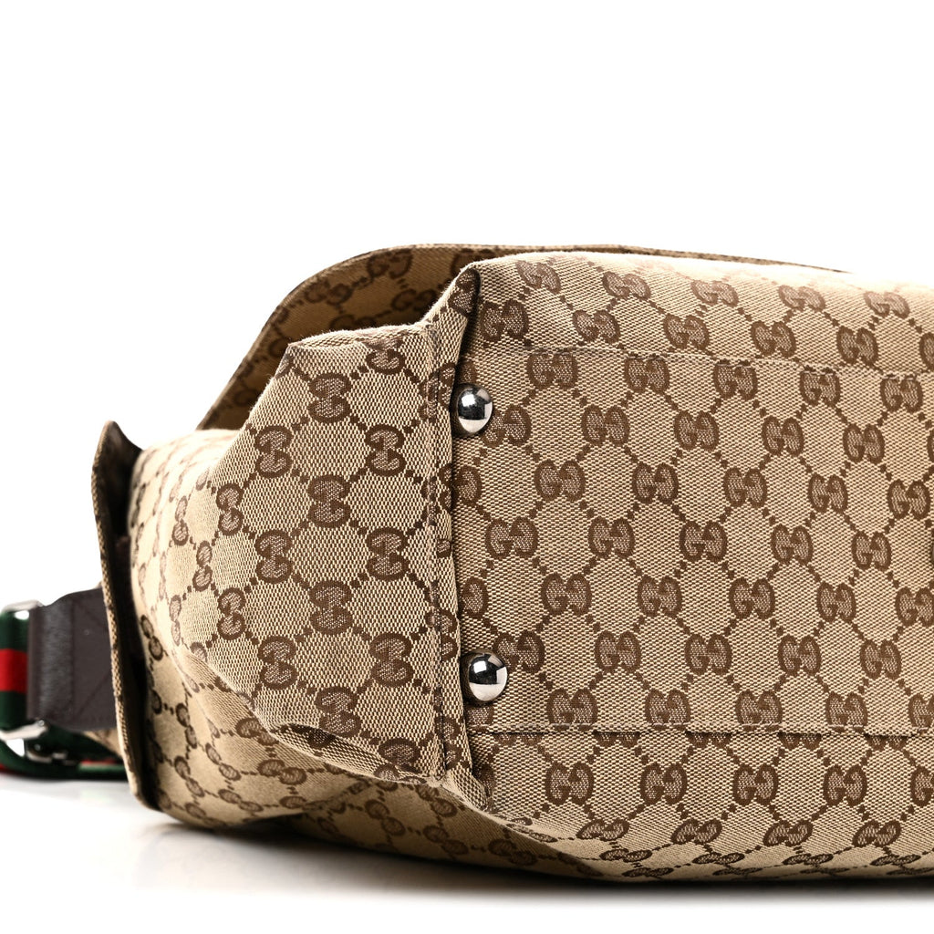 Monogram Web Messenger Diaper Bag Brown
