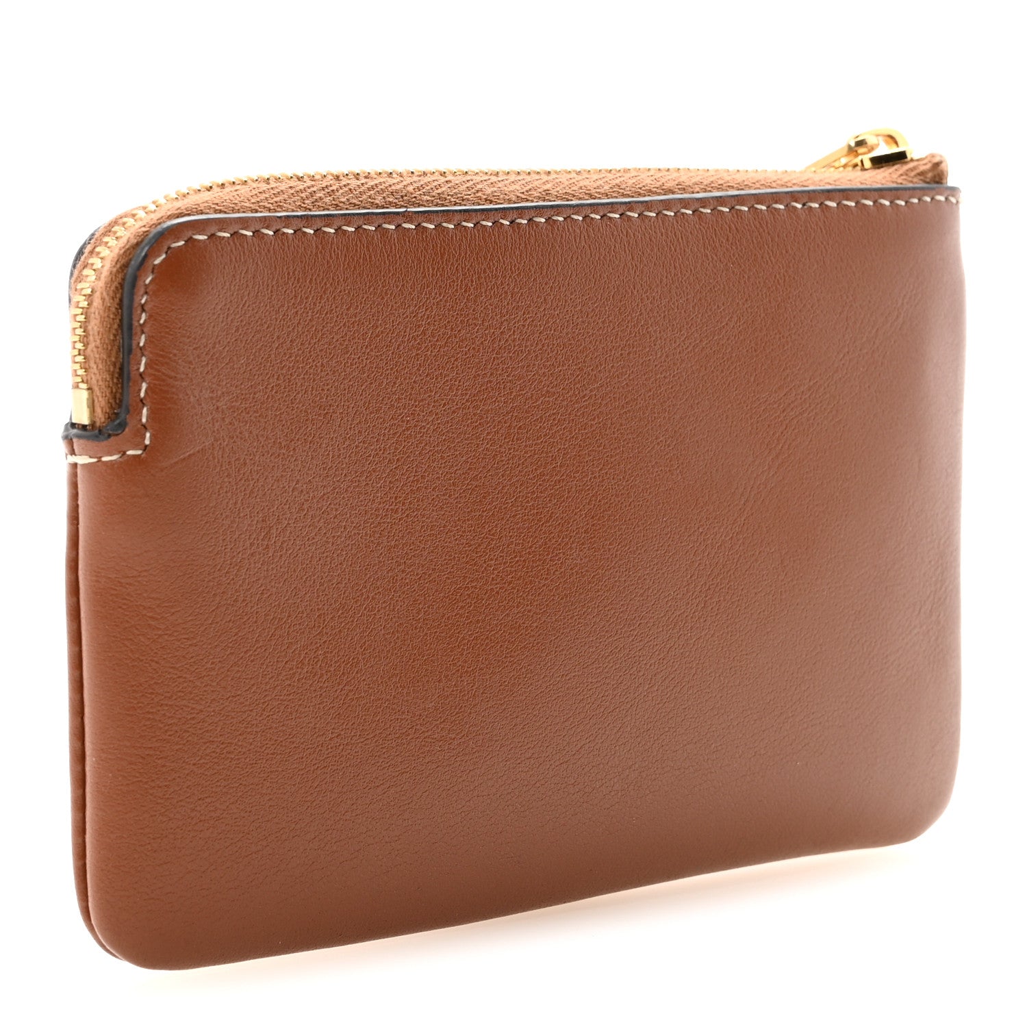Smooth Calfskin Cuir Triomphe Coin and  Pouch With Hook Tan
