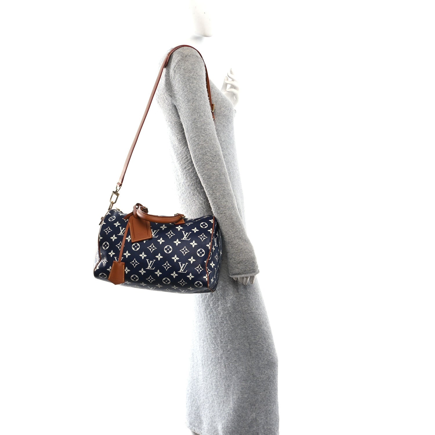 Calfskin Monogram Speedy P9 Bandouliere 30 Indigo