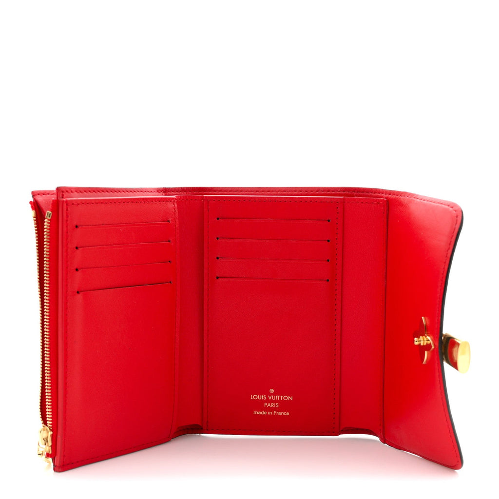 Monogram Flower Lock Compact Wallet Coquelicot