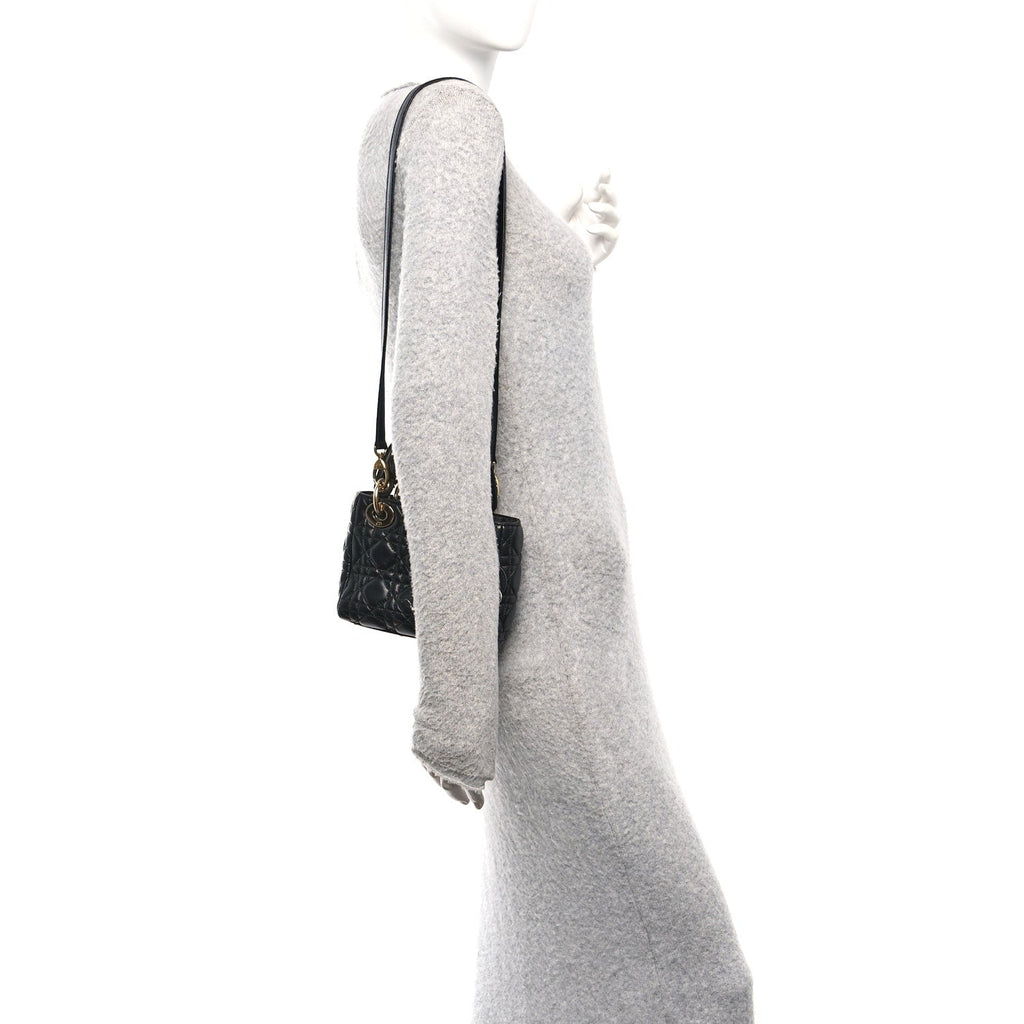 Lambskin Cannage Mini Lady Dior Black