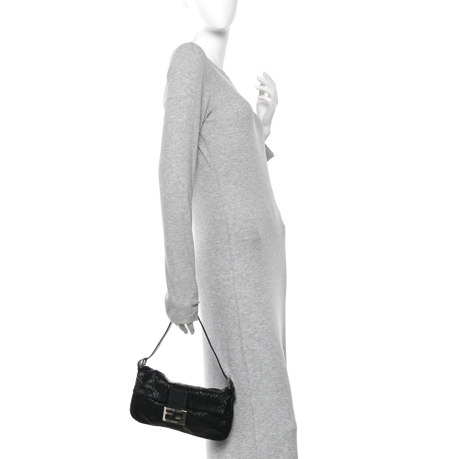 Sequin Beaded Baguette Black