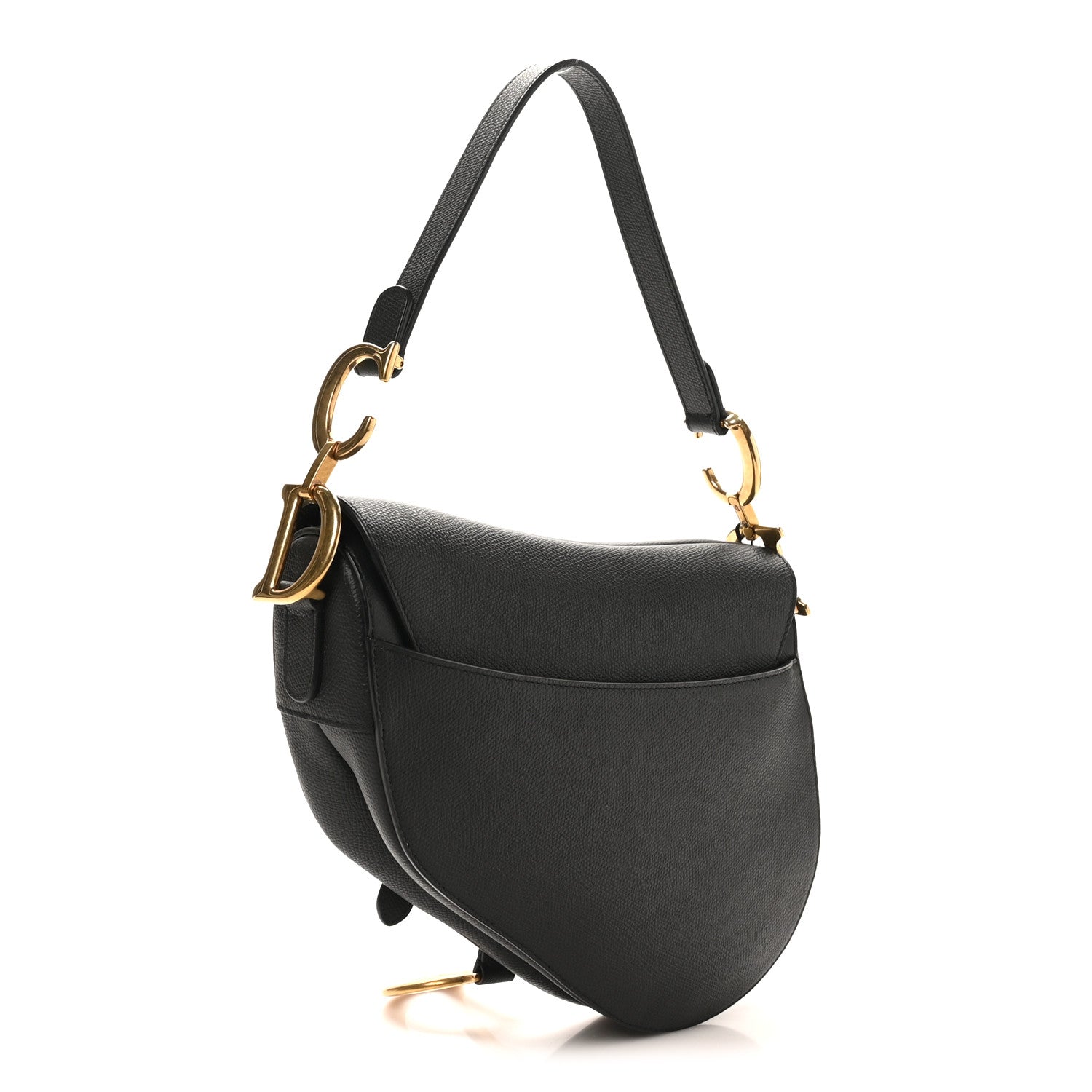 Grained Calfskin Saddle Bag Black