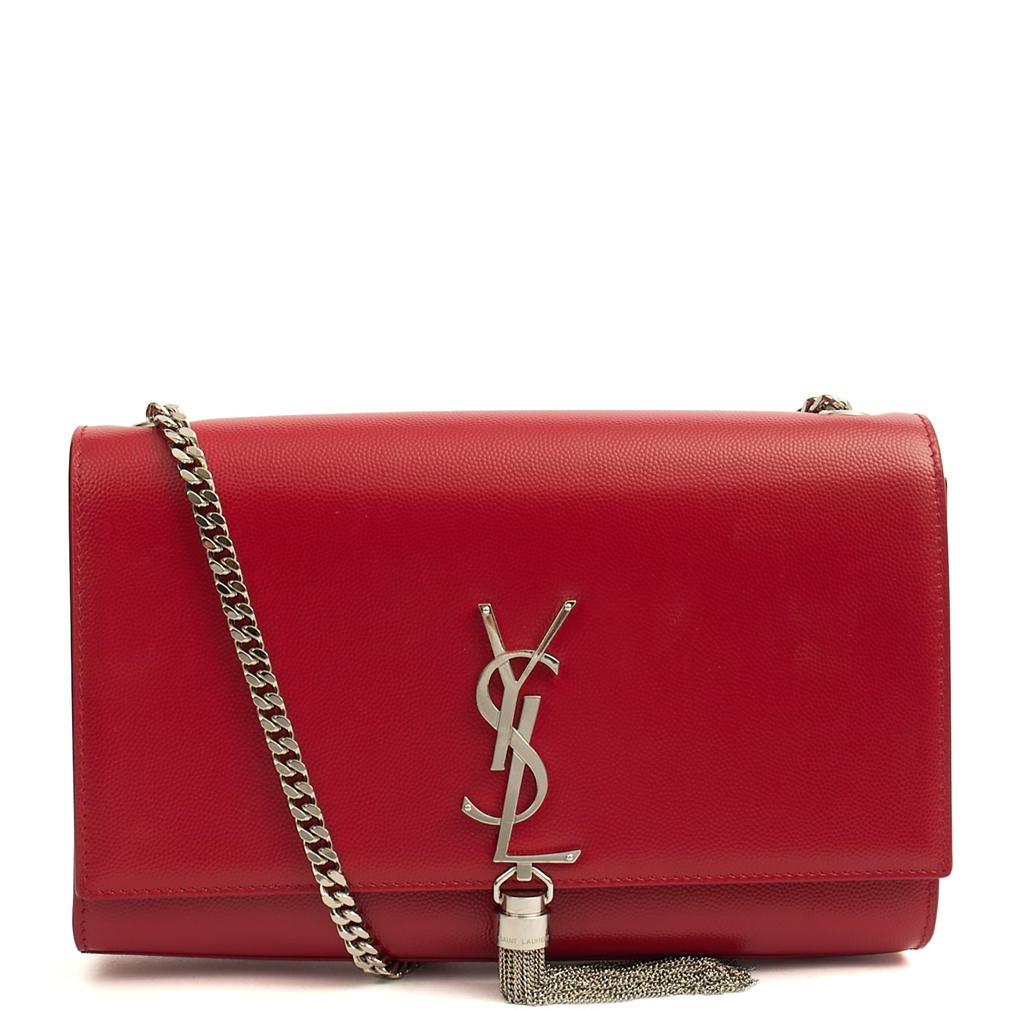 Saint Laurent Shoulder Bag Kate Medium Tassle in Red, Leather