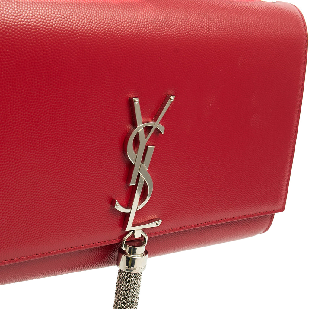 Saint Laurent Shoulder Bag Kate Medium Tassle in Red, Leather