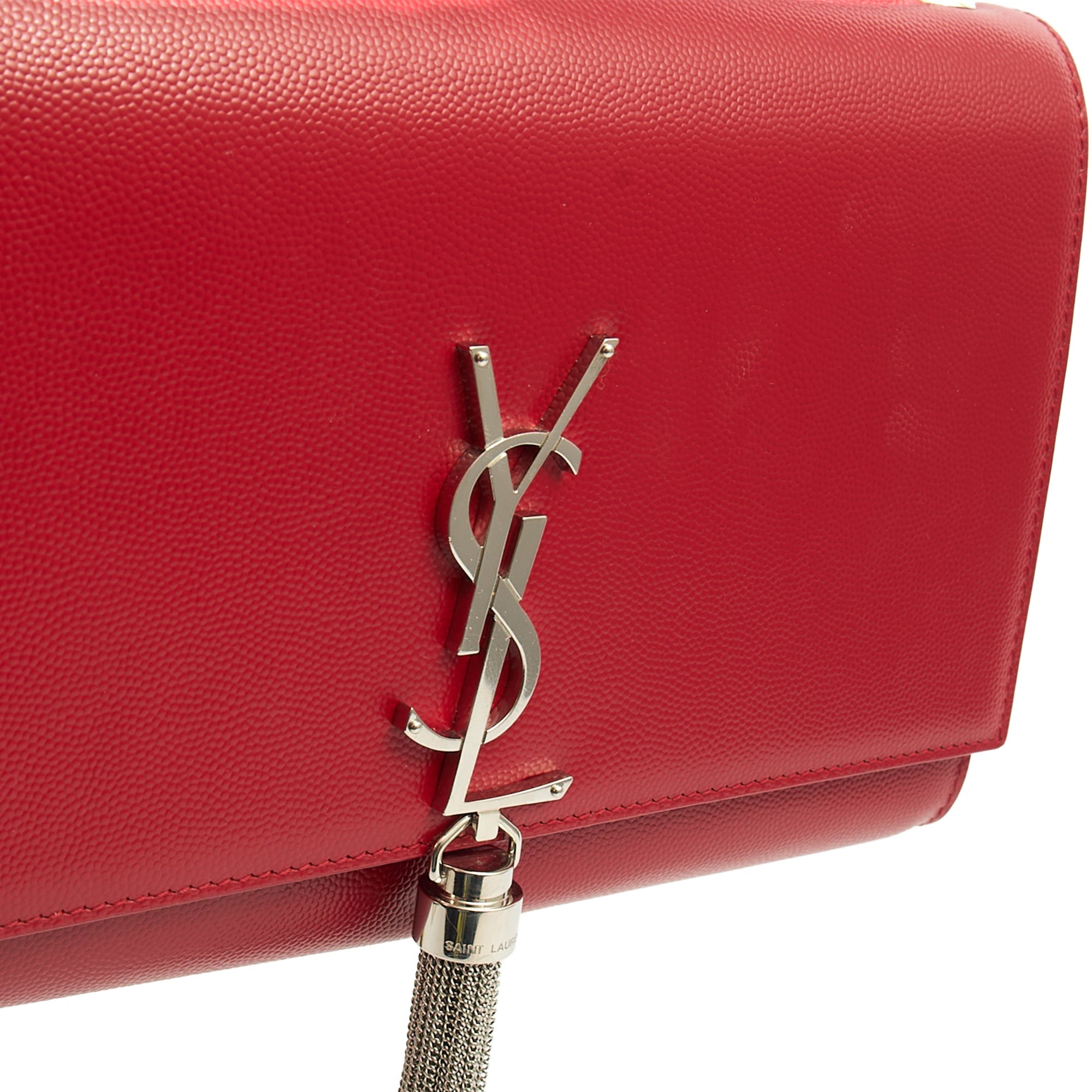 Saint Laurent Shoulder Bag Kate Medium Tassle in Red, Leather