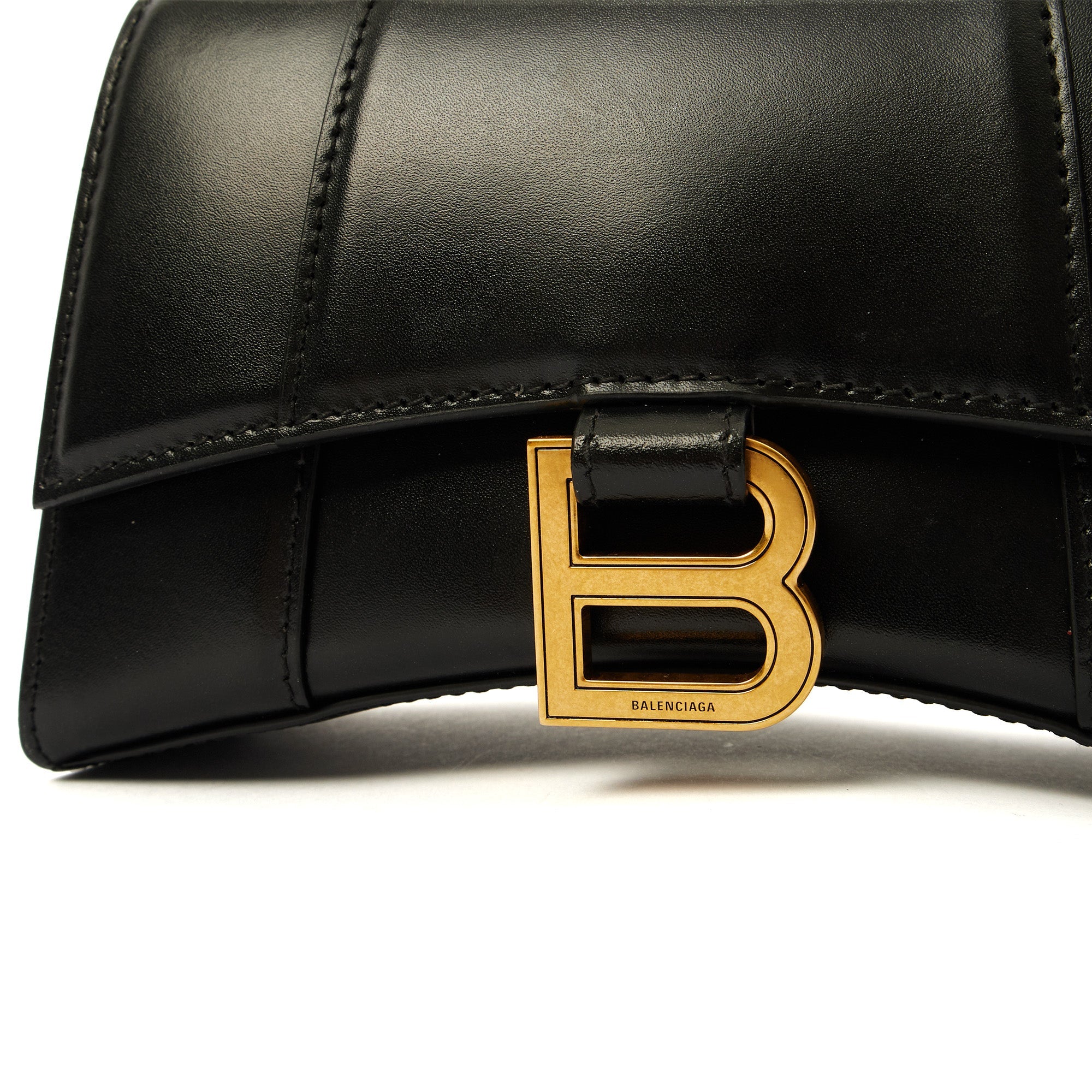 Balenciaga Top Handle Hourglass XS in Black, Leather