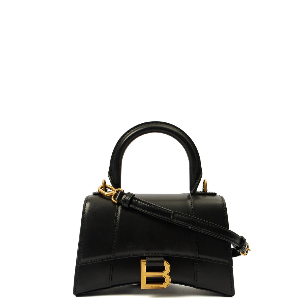 Balenciaga Top Handle Hourglass XS in Black, Leather