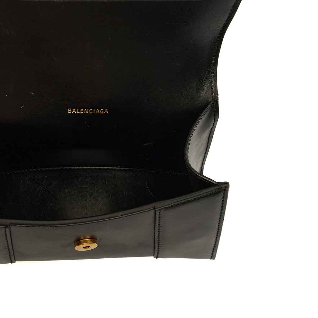 Balenciaga Top Handle Hourglass XS in Black, Leather