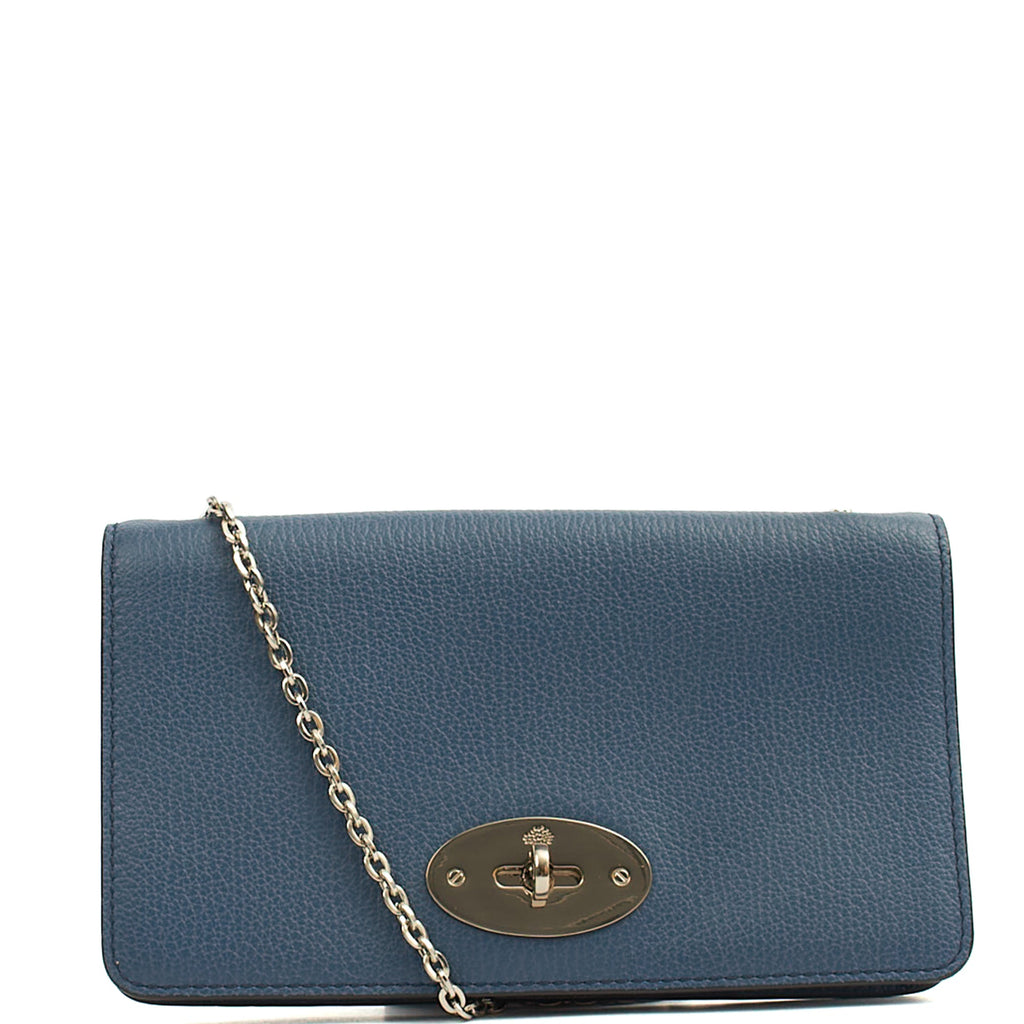 Mulberry Cross Body Bayswater Clutch in Steel Blue, Calfskin Leather