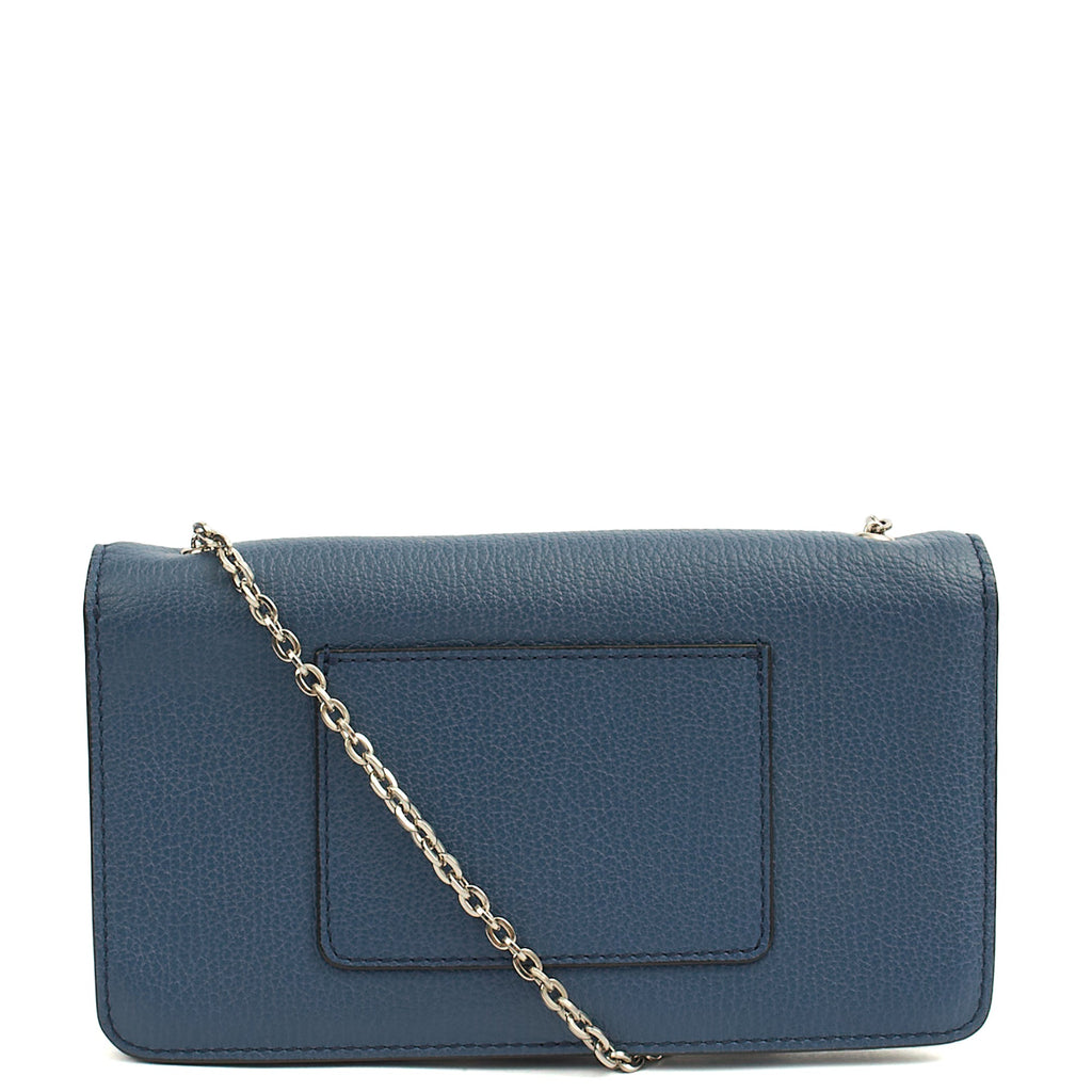 Mulberry Cross Body Bayswater Clutch in Steel Blue, Calfskin Leather