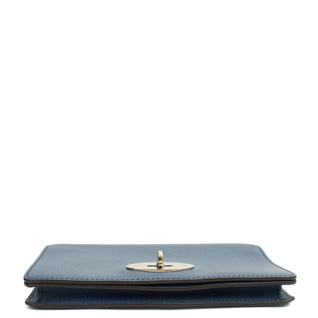 Mulberry Cross Body Bayswater Clutch in Steel Blue, Calfskin Leather