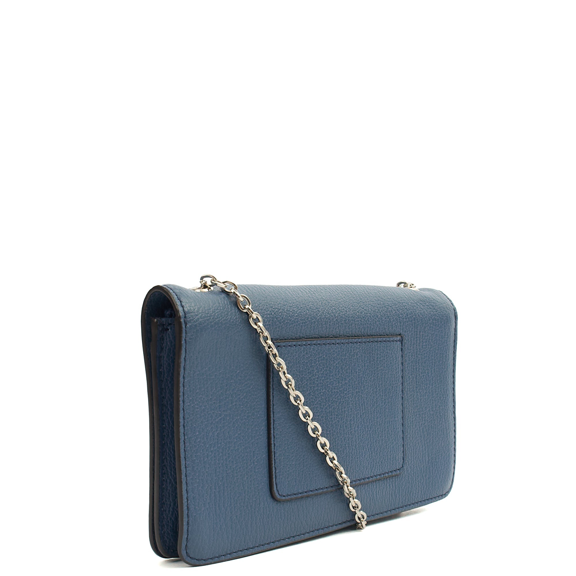 Mulberry Cross Body Bayswater Clutch in Steel Blue, Calfskin Leather