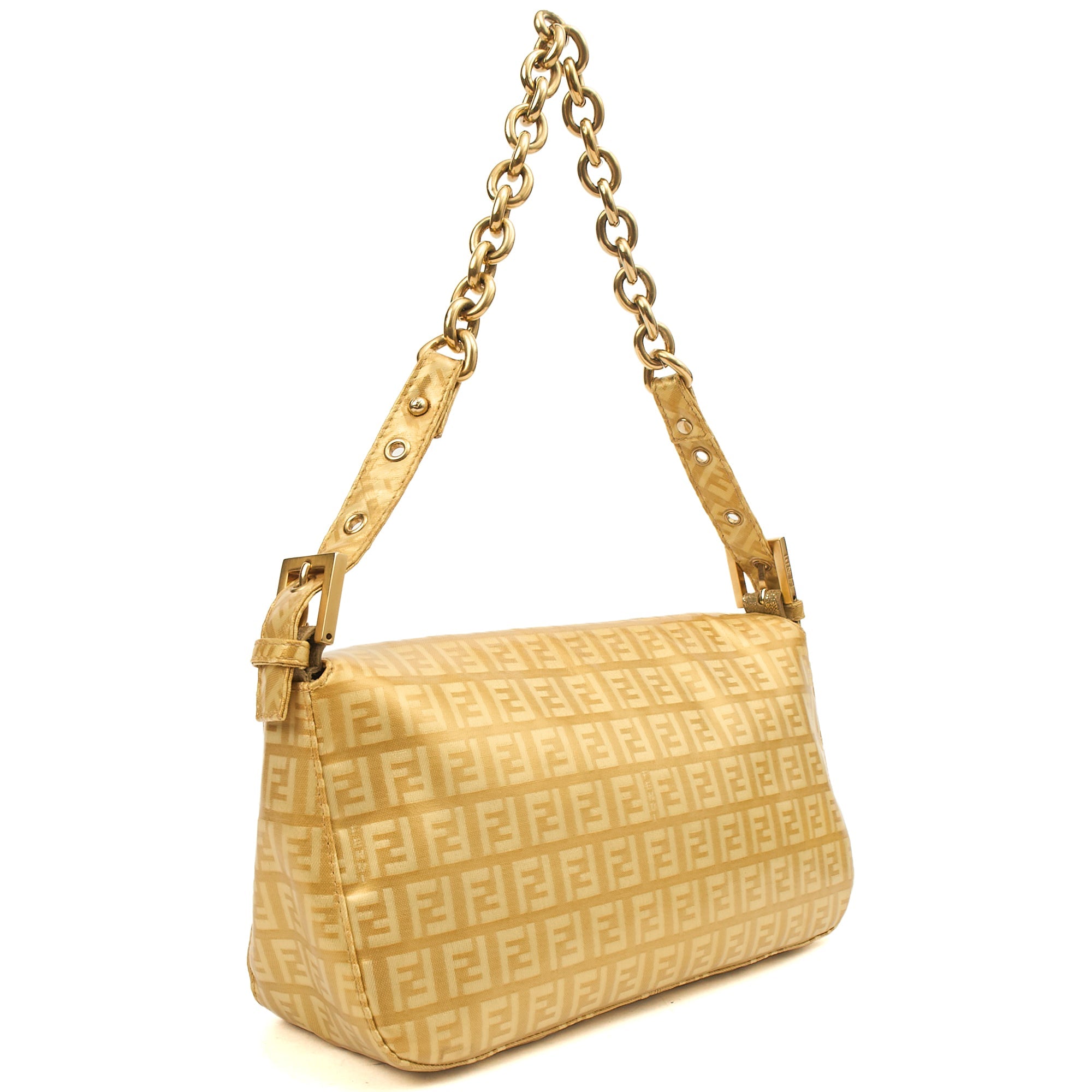 Fendi Shoulder Bag Baguette in Metallic, Patent Leather