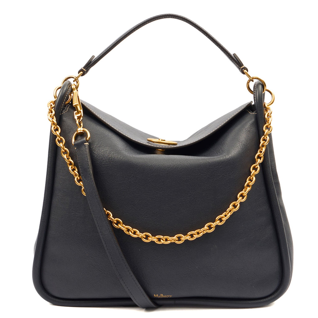 Mulberry Tote Leighton in Navy, Calfskin Leather