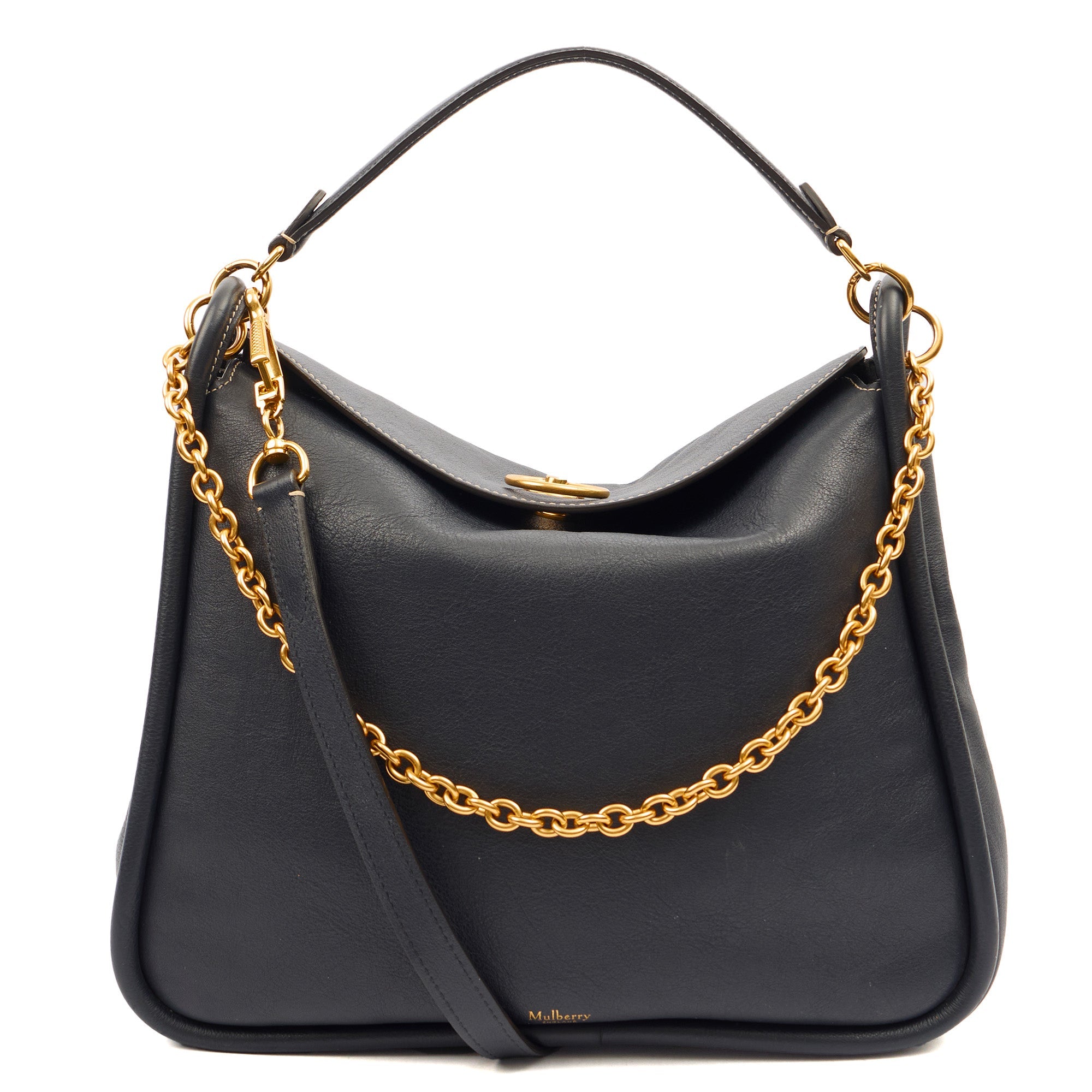 Mulberry Tote Leighton in Navy, Calfskin Leather
