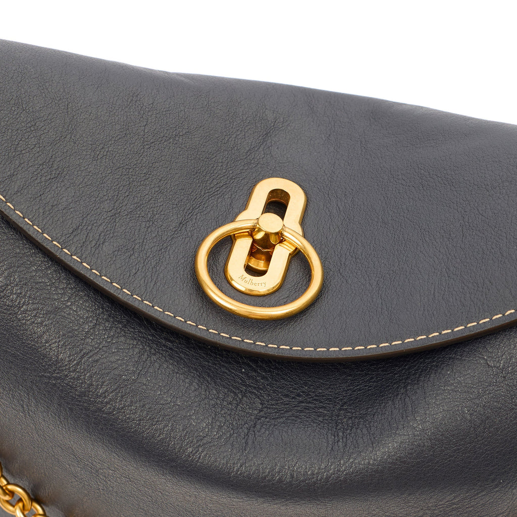 Mulberry Tote Leighton in Navy, Calfskin Leather