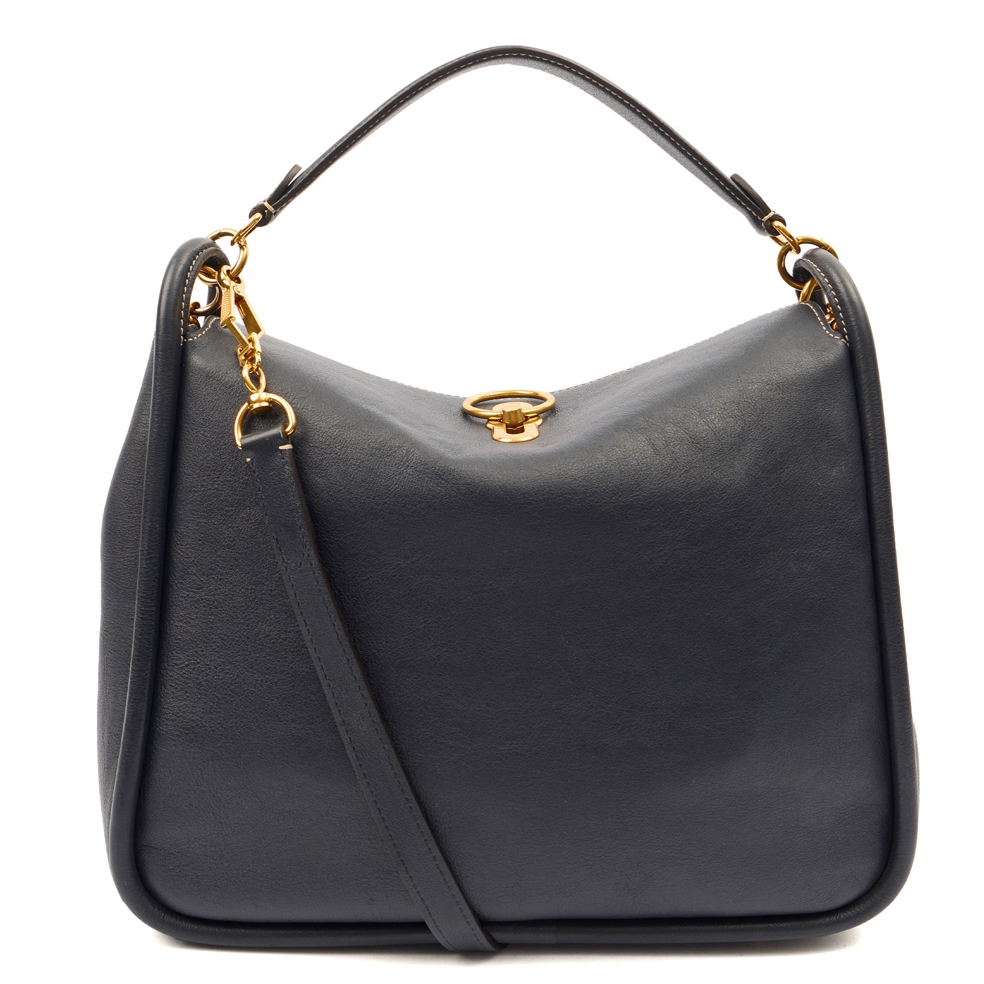 Mulberry Tote Leighton in Navy, Calfskin Leather