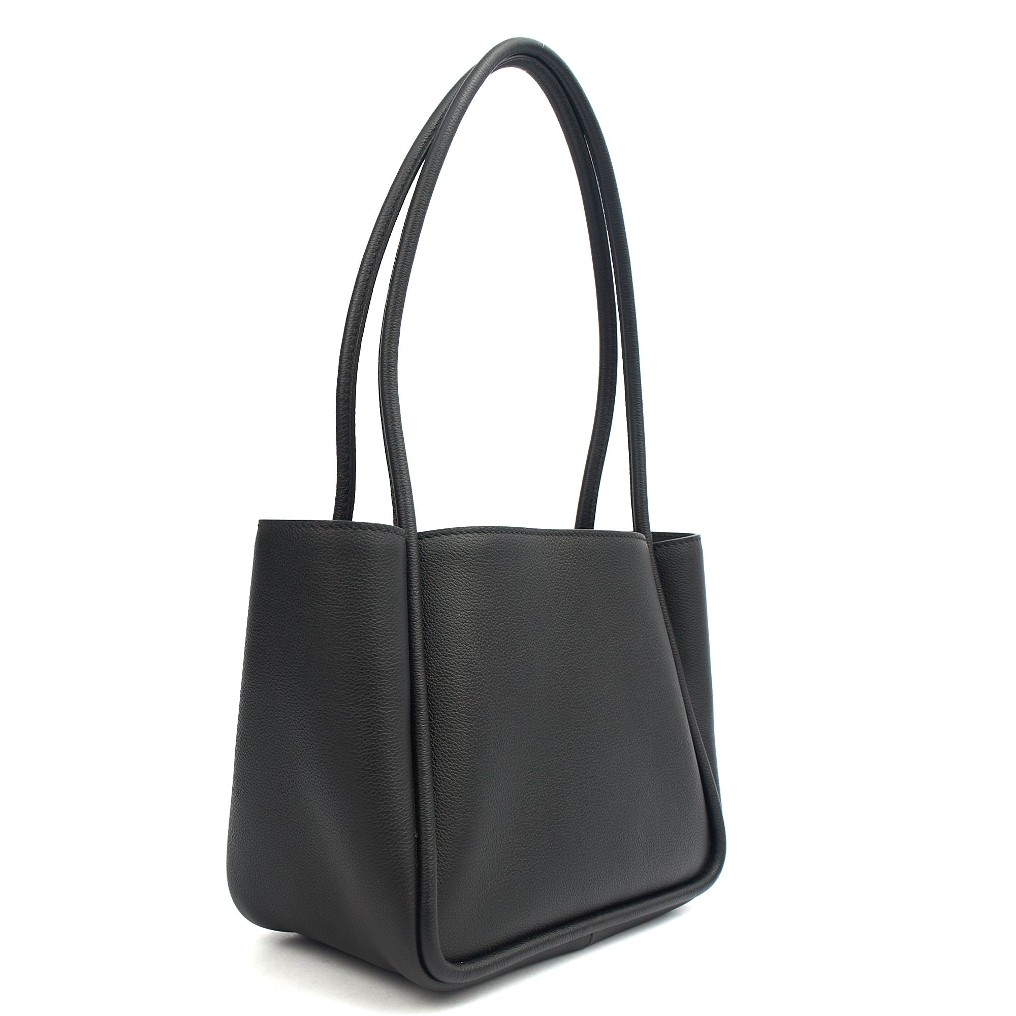 Prada Tote Plaque Logo Leather Mini Bag in Black, Calfskin
