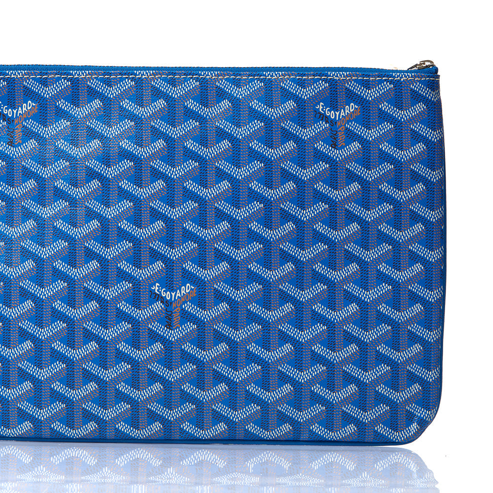 Goyard Clutch Senat Pouch PM in Blue, Leather