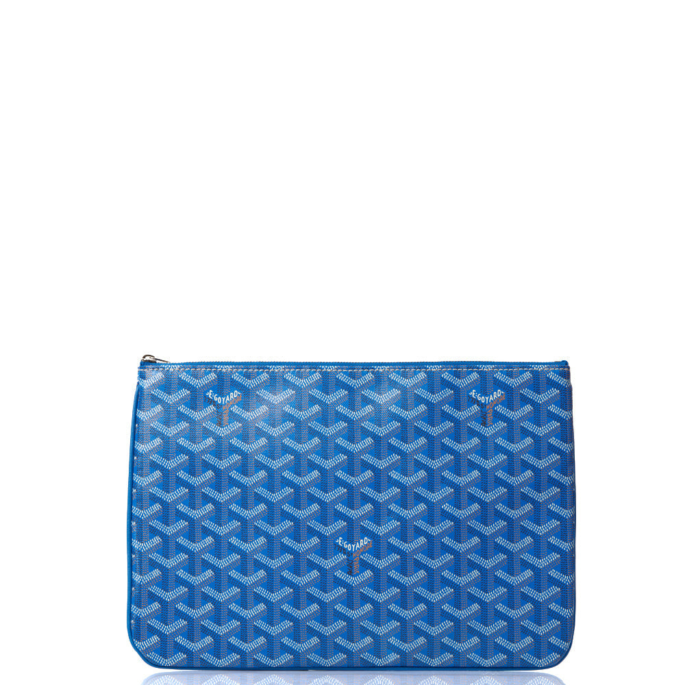 Goyard Clutch Senat Pouch PM in Blue, Leather