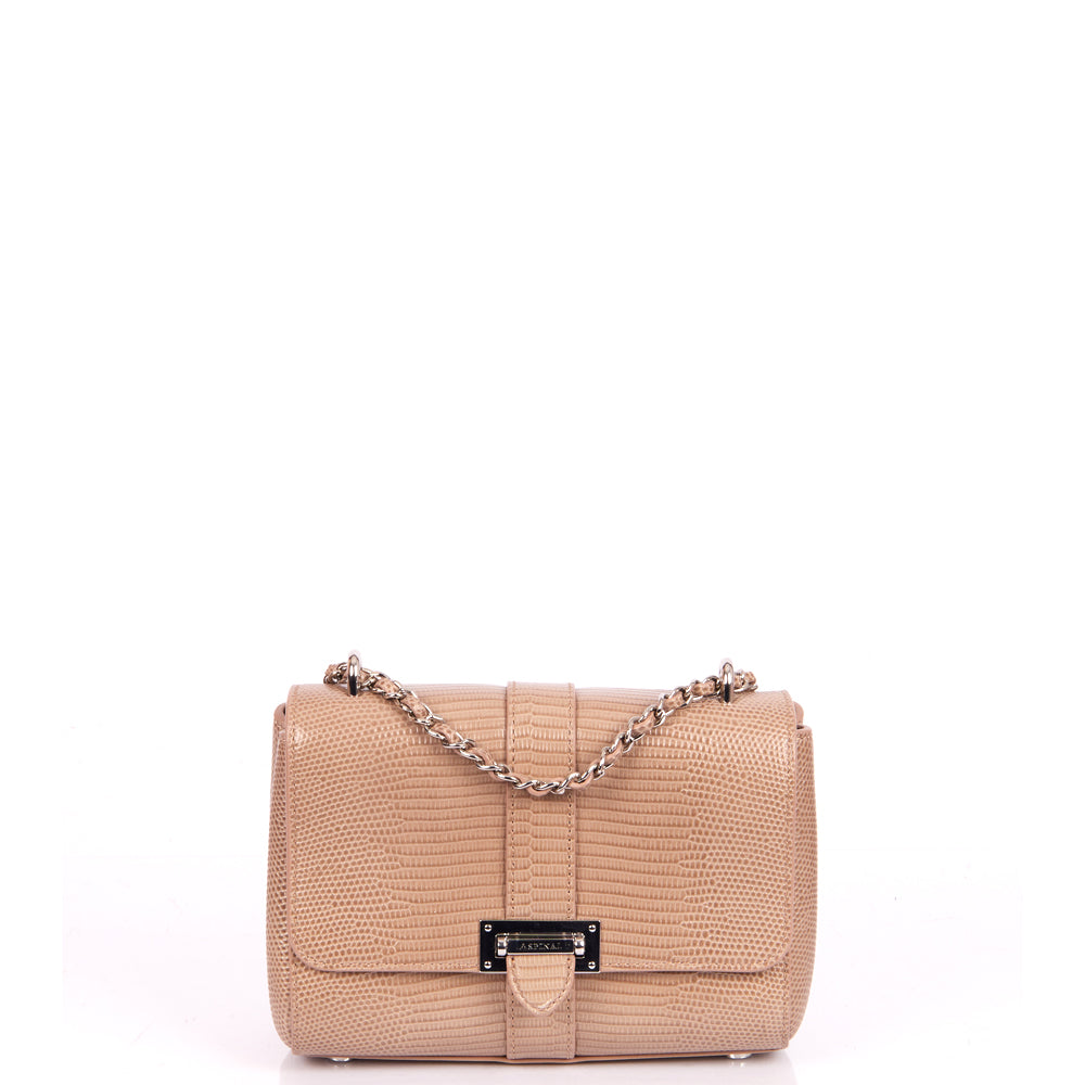 Aspinal of London Shoulder Bag Lottie in Neutral, Exotic Effect Leather