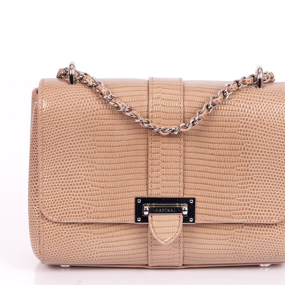 Aspinal of London Shoulder Bag Lottie in Neutral, Exotic Effect Leather