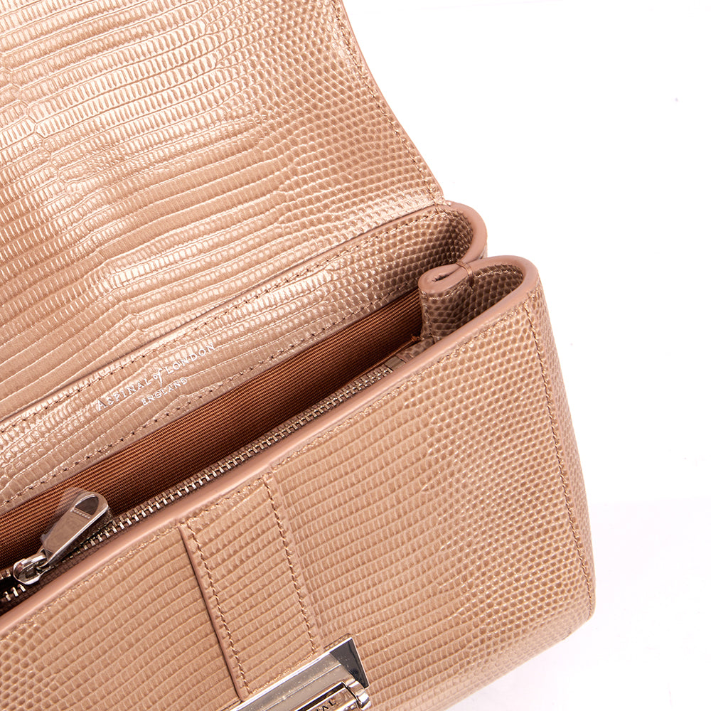 Aspinal of London Shoulder Bag Lottie in Neutral, Exotic Effect Leather