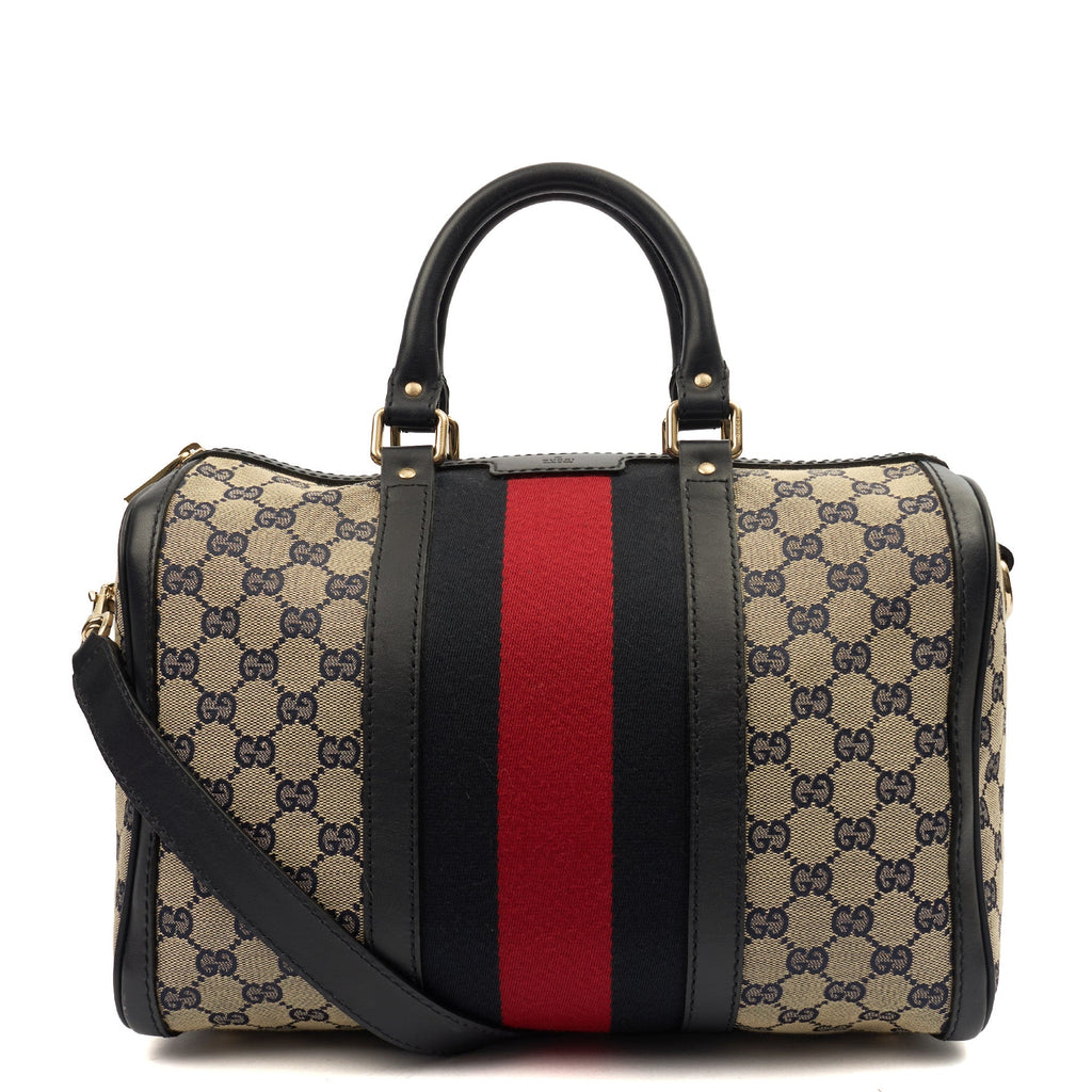 Gucci Top Handle Vintage Web Boston - Medium in invalid, GG Supreme Canvas
