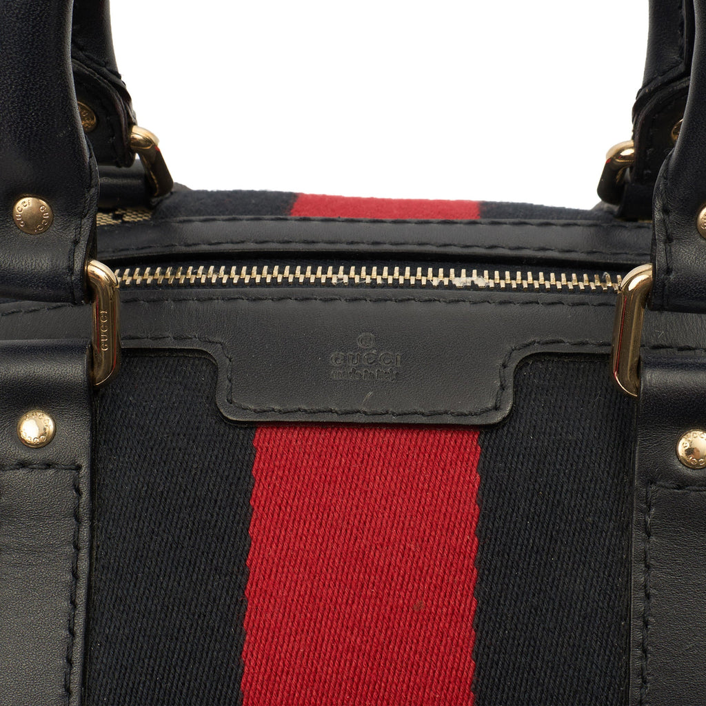 Gucci Top Handle Vintage Web Boston - Medium in invalid, GG Supreme Canvas