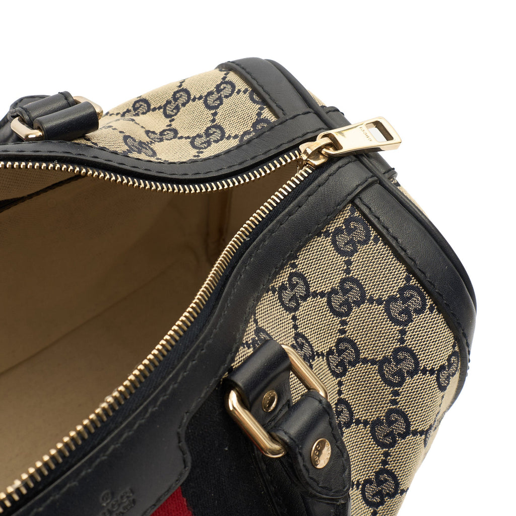 Gucci Top Handle Vintage Web Boston - Medium in invalid, GG Supreme Canvas