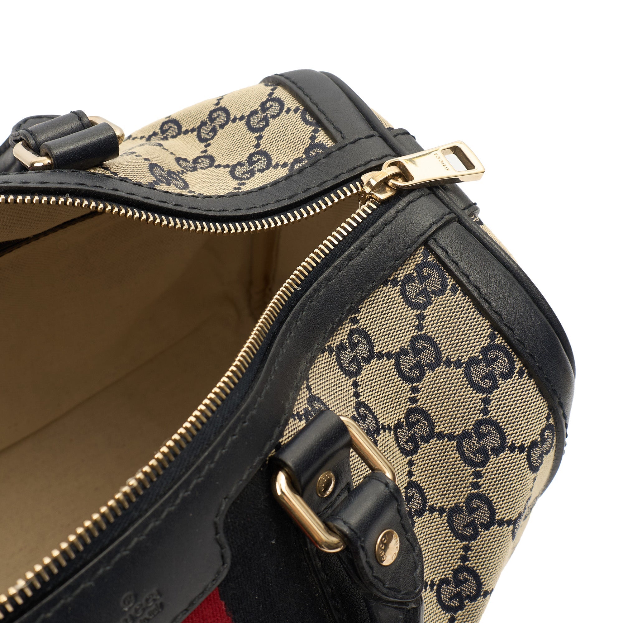 Gucci Top Handle Vintage Web Boston - Medium in invalid, GG Supreme Canvas