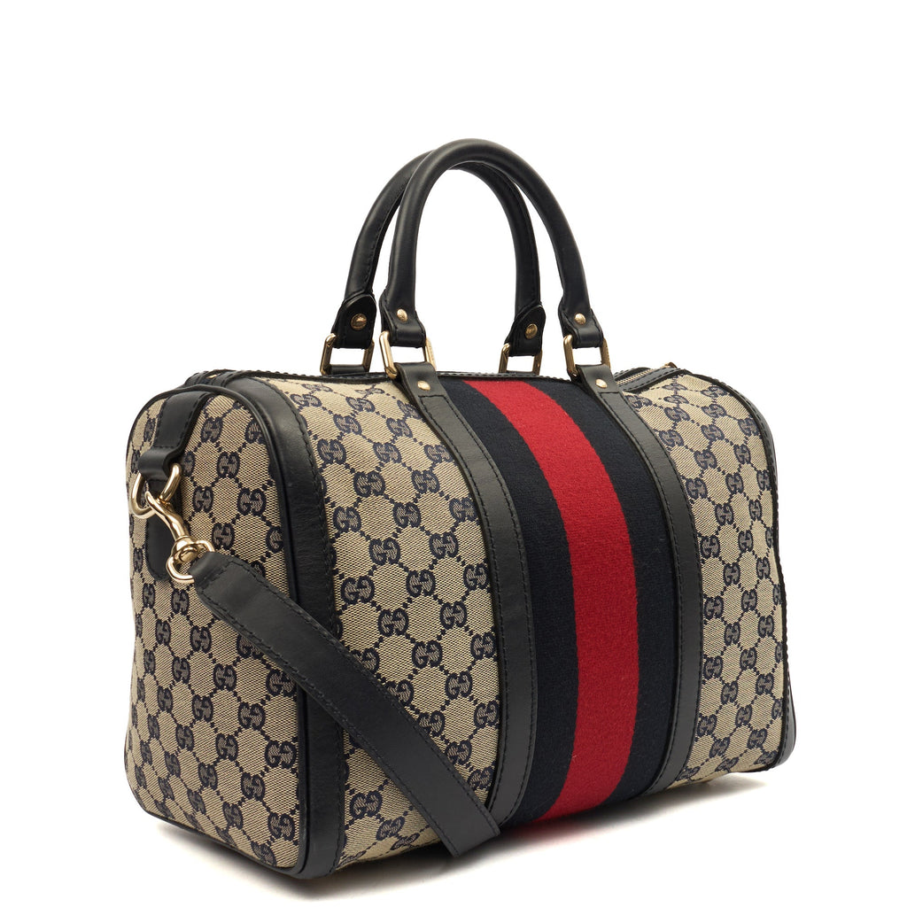 Gucci Top Handle Vintage Web Boston - Medium in invalid, GG Supreme Canvas