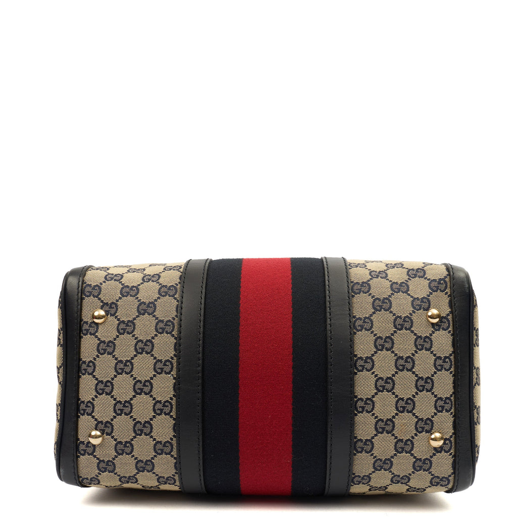 Gucci Top Handle Vintage Web Boston - Medium in invalid, GG Supreme Canvas