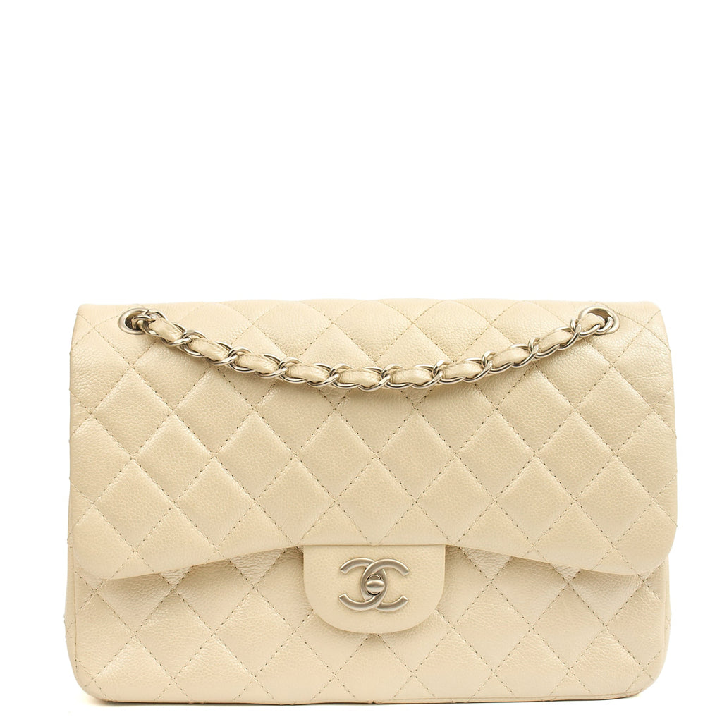 Chanel Classic Double Flap - Large in Champagne, Caviar Leather