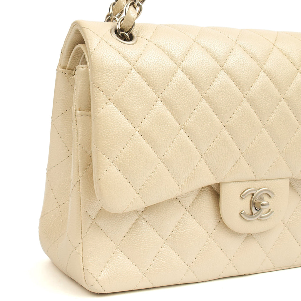 Chanel Classic Double Flap - Large in Champagne, Caviar Leather