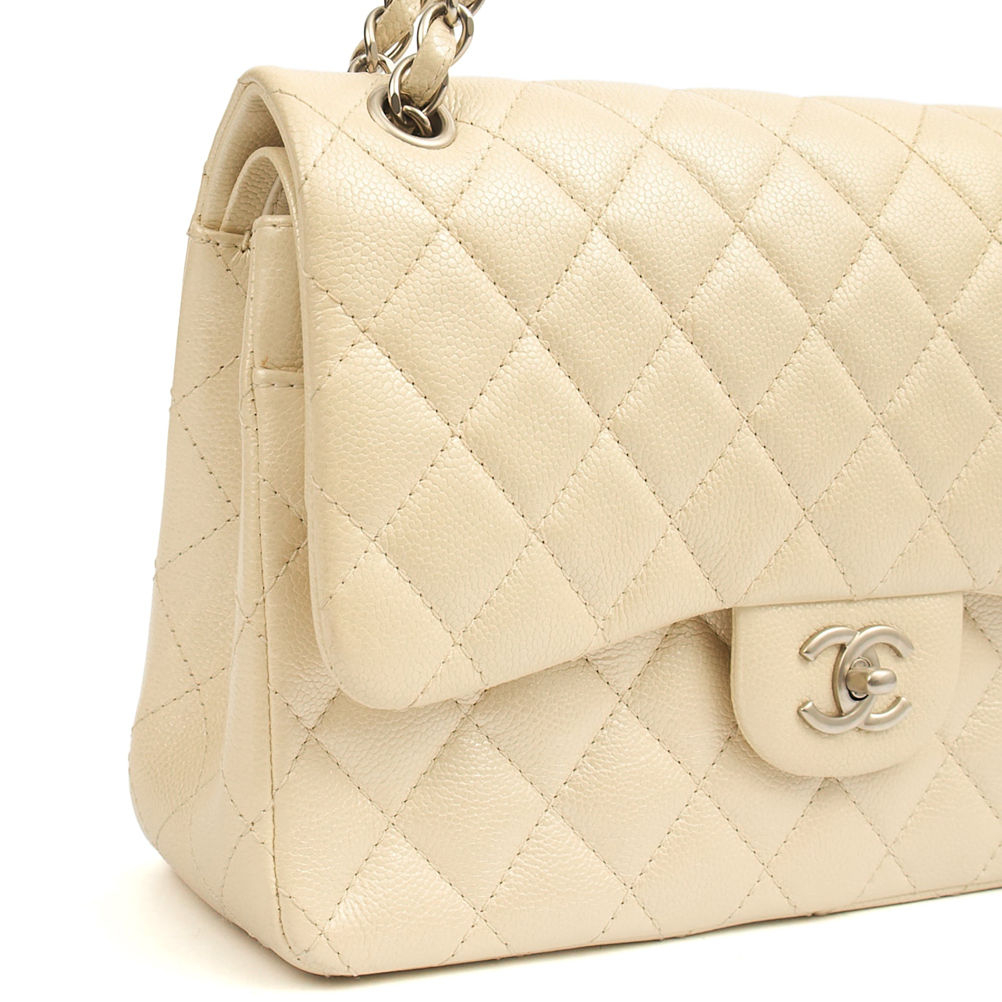 Chanel Classic Double Flap - Large in Champagne, Caviar Leather