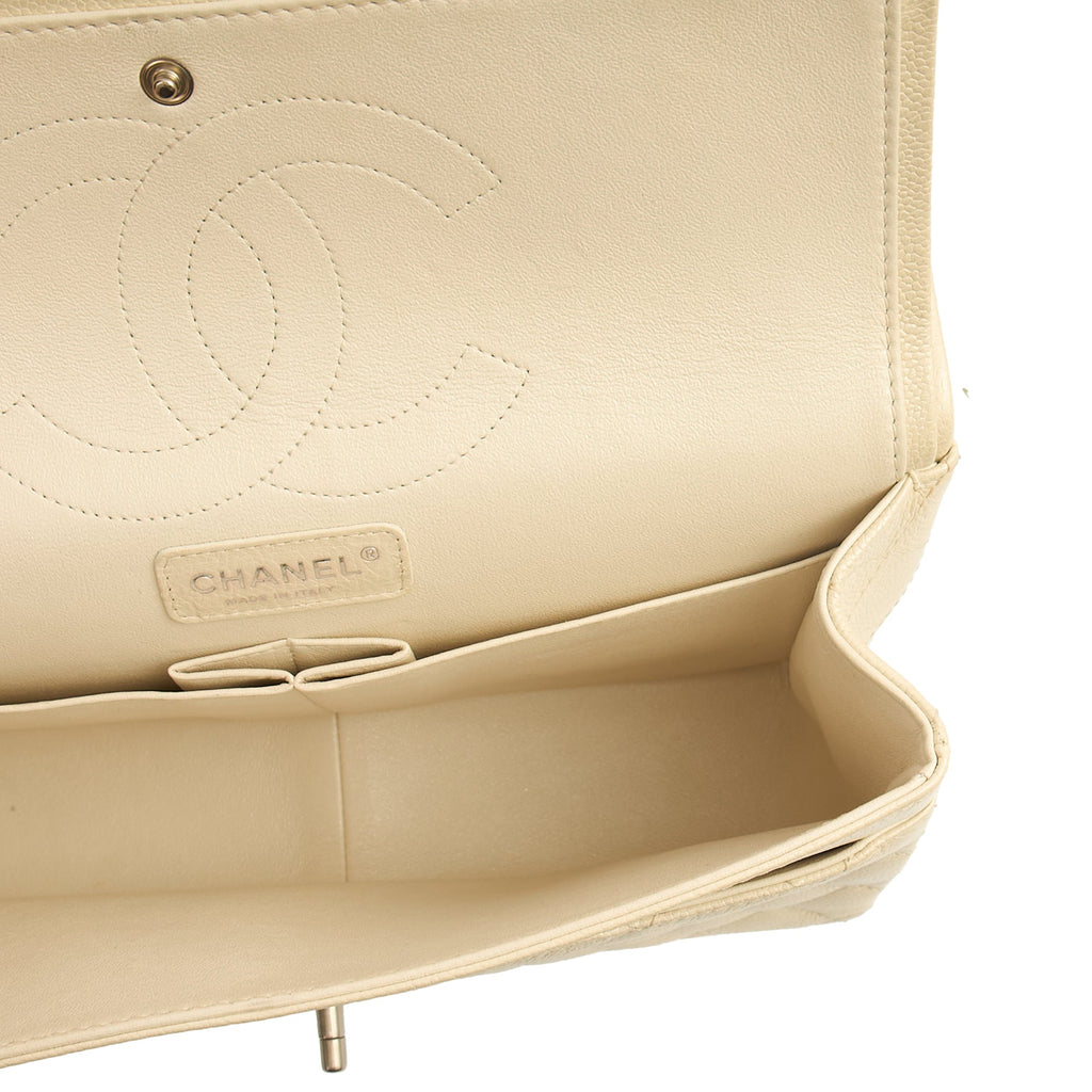 Chanel Classic Double Flap - Large in Champagne, Caviar Leather