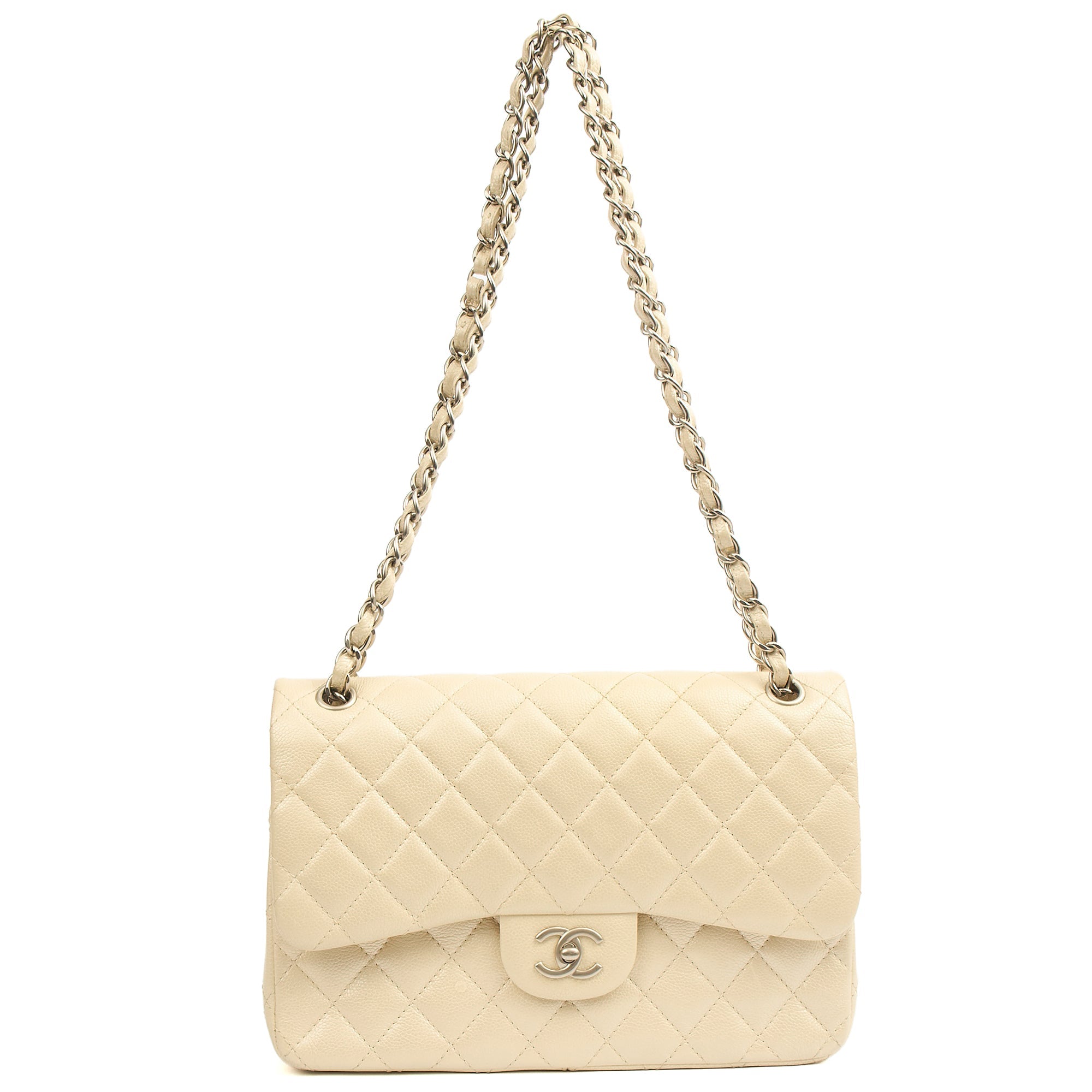 Chanel Classic Double Flap - Large in Champagne, Caviar Leather