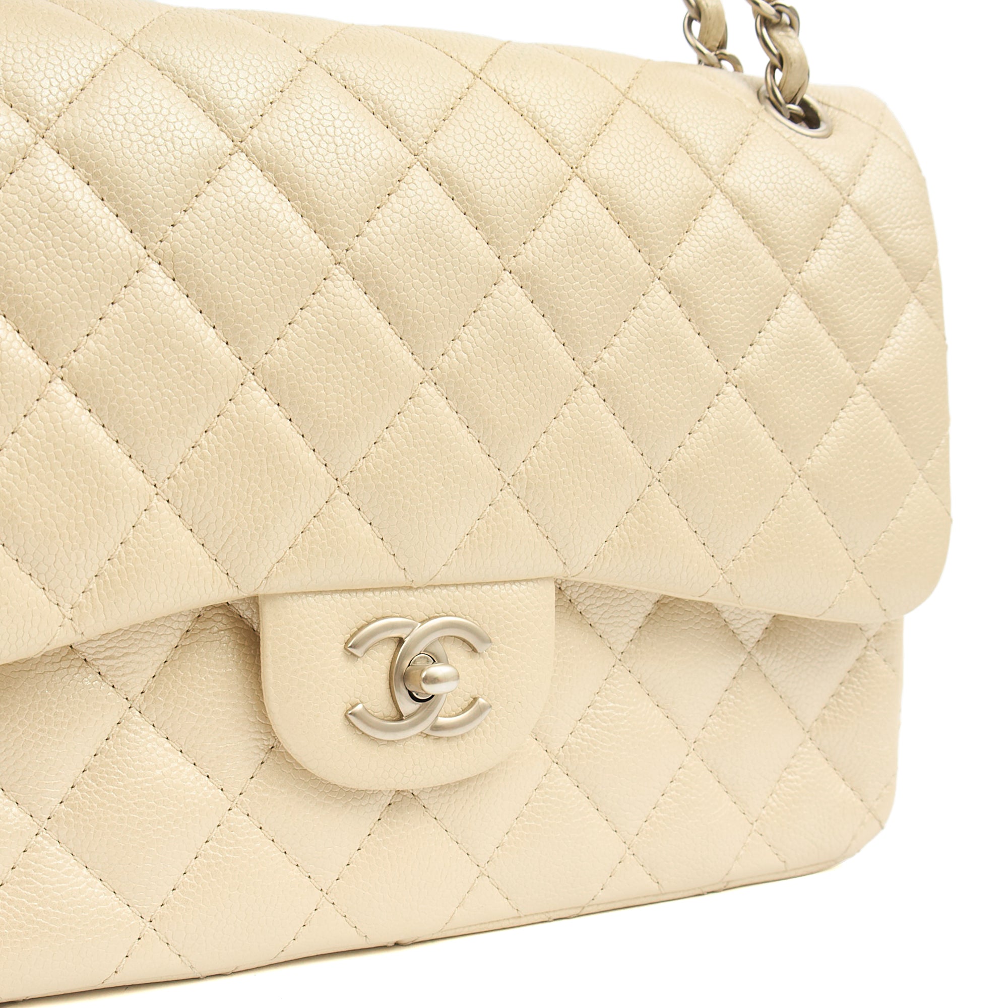 Chanel Classic Double Flap - Large in Champagne, Caviar Leather