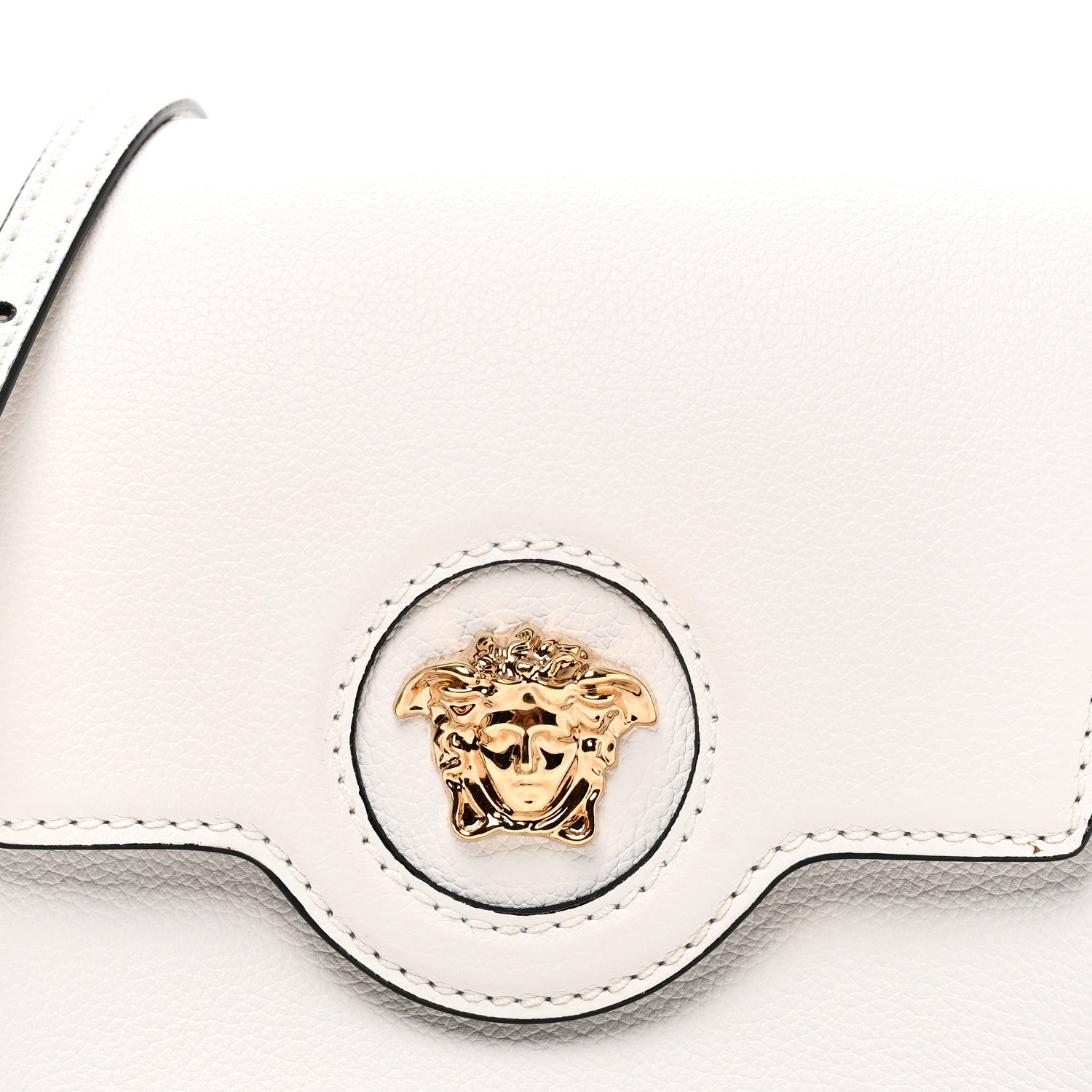 Grained Calfskin La Medusa Shoulder Bag White