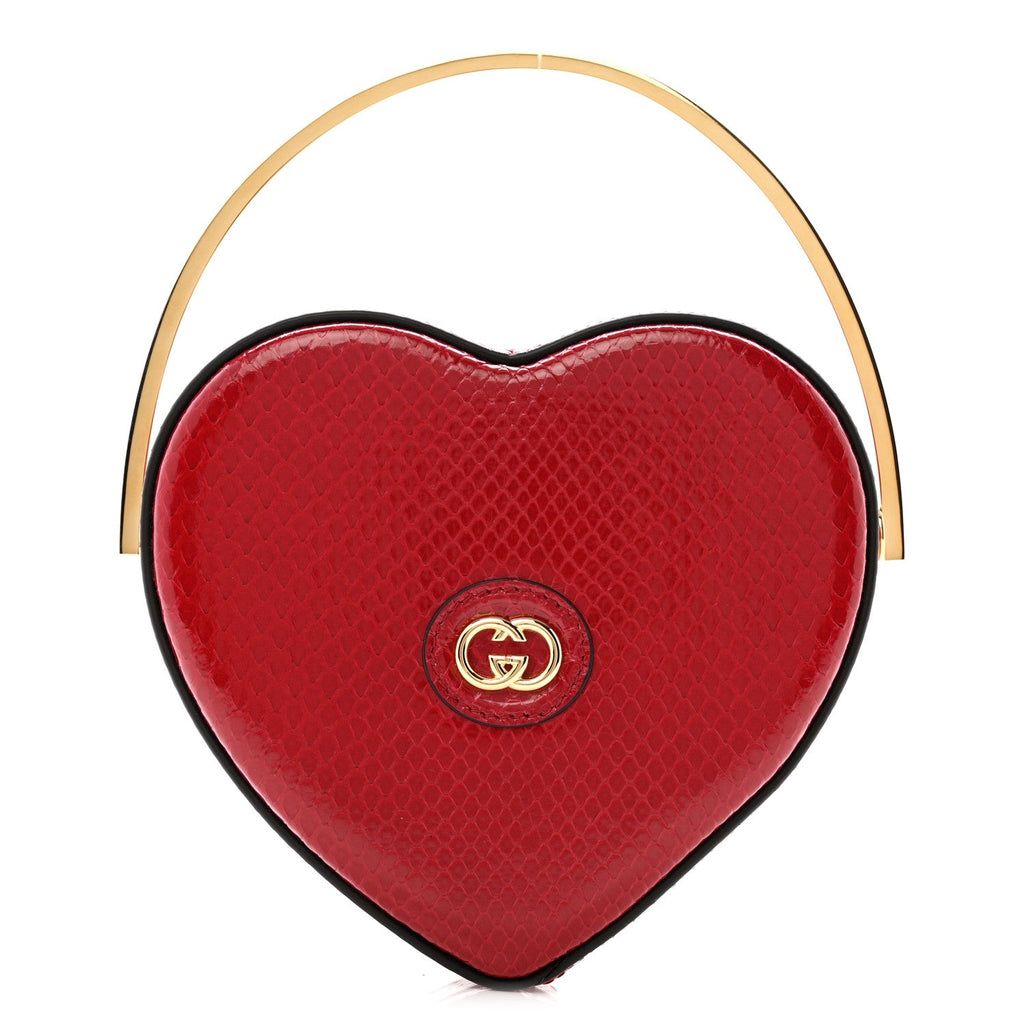 Snakeskin Broadway Mini Heart Top Handle Bag Rasberry Candy
