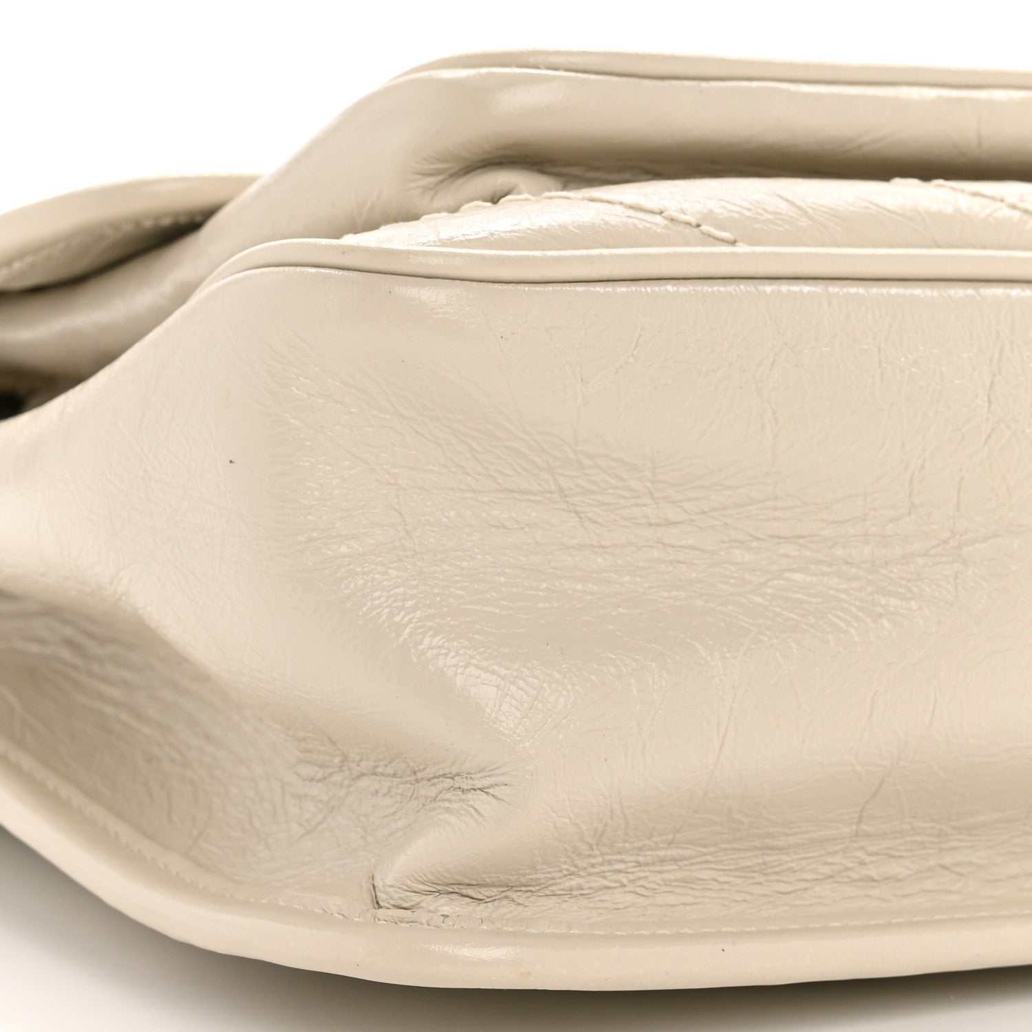 Crinkled Calfskin Matelasse Monogram Medium Niki Chain Satchel Crema Soft