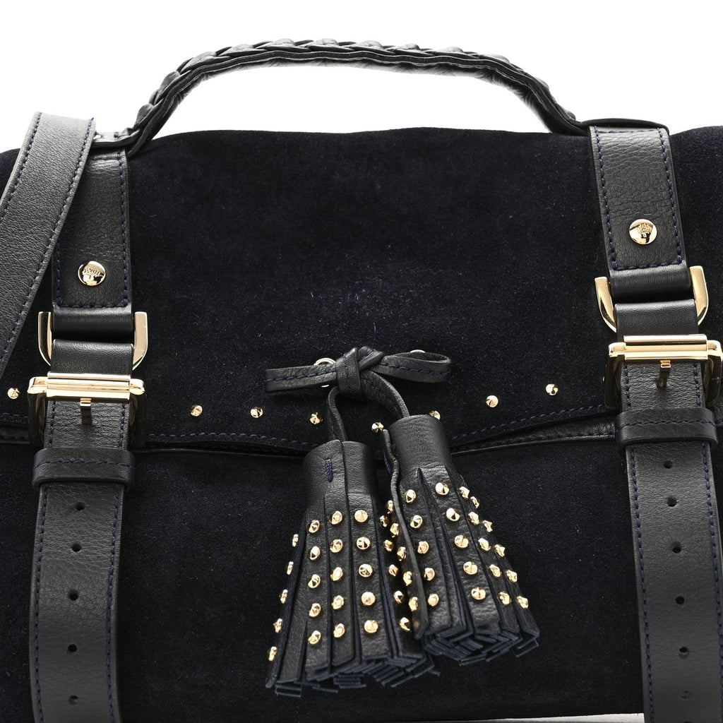 Heavy Suede Alexa Tassel Satchel Ink Blue