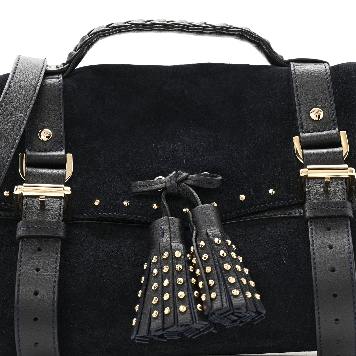 Heavy Suede Alexa Tassel Satchel Ink Blue