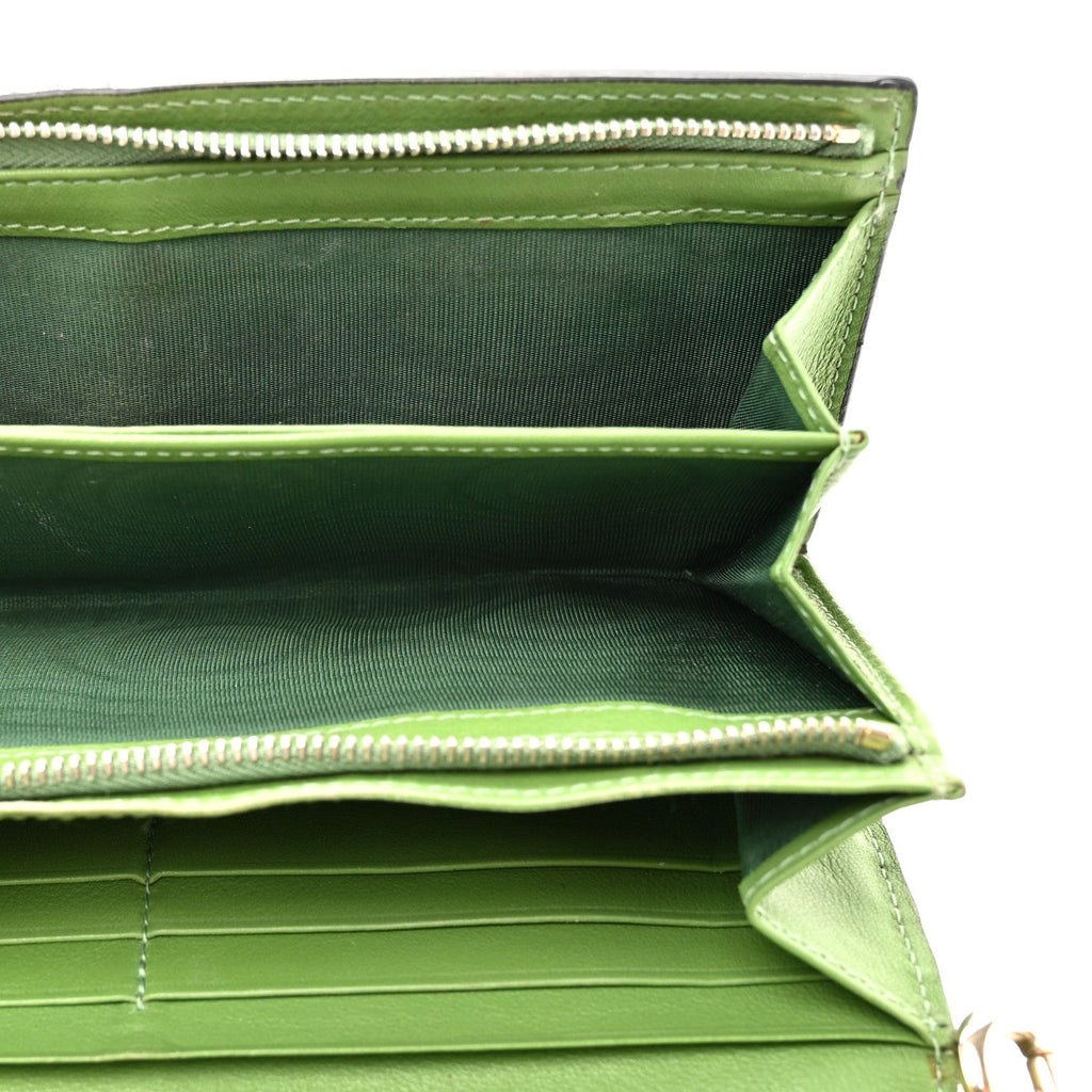 Calfskin Rockstud Wristlet Travel Wallet Green