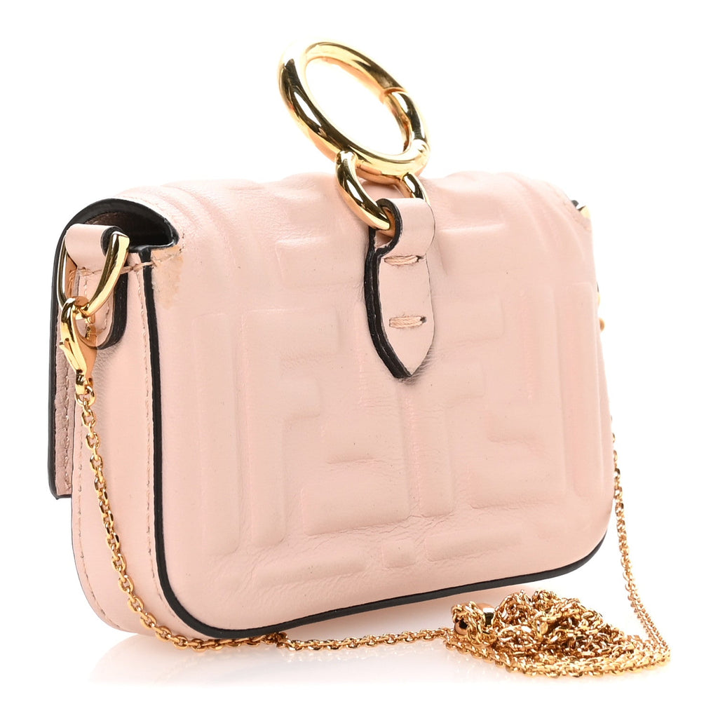 Nappa Matisse FF Embossed Nano Maxi Buckle Baguette Charm Rosa Quarzo