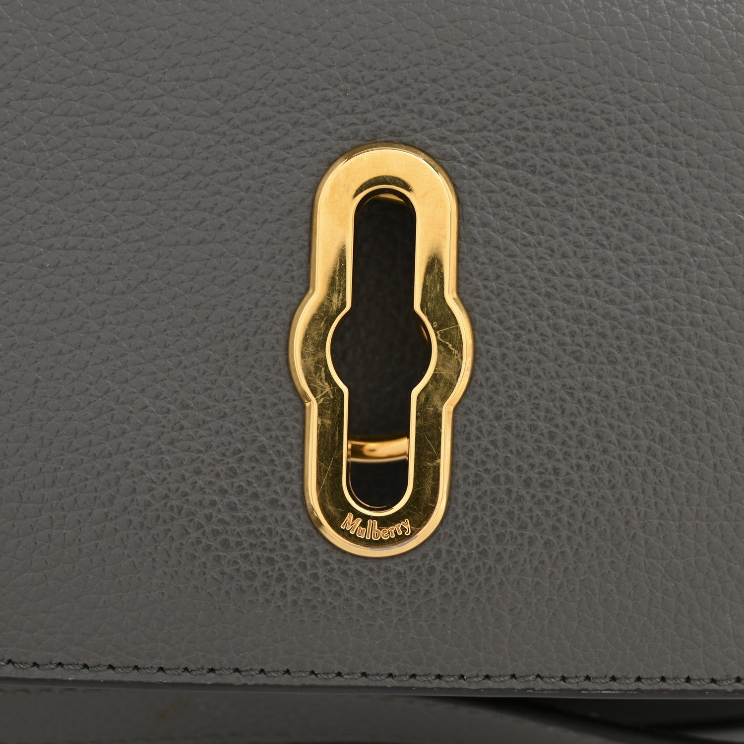 Small Classic Grain Calfskin Small Amberley Satchel Charcoal